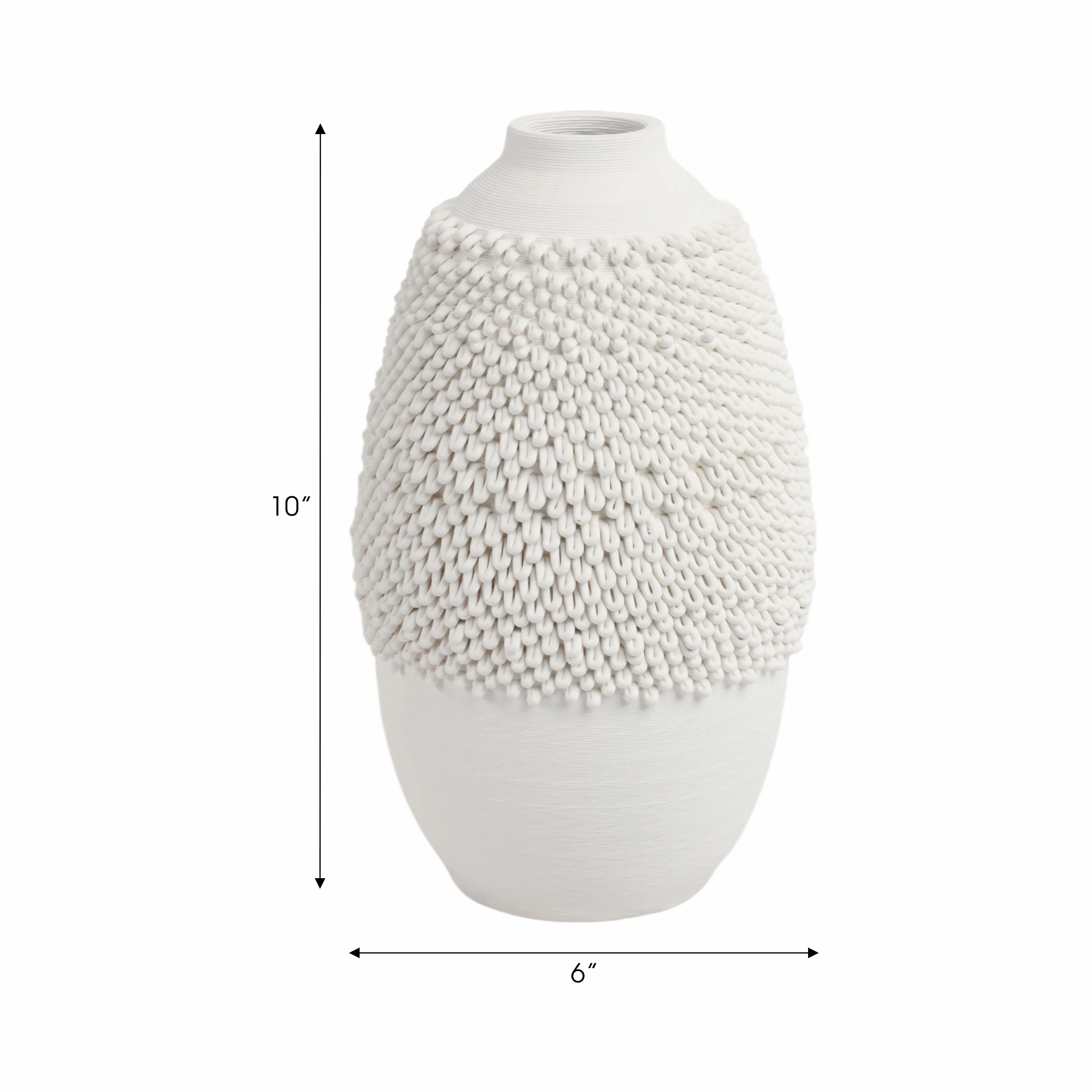 10" Arroyo Small 3d Printed Porcelain Vase, Ivory