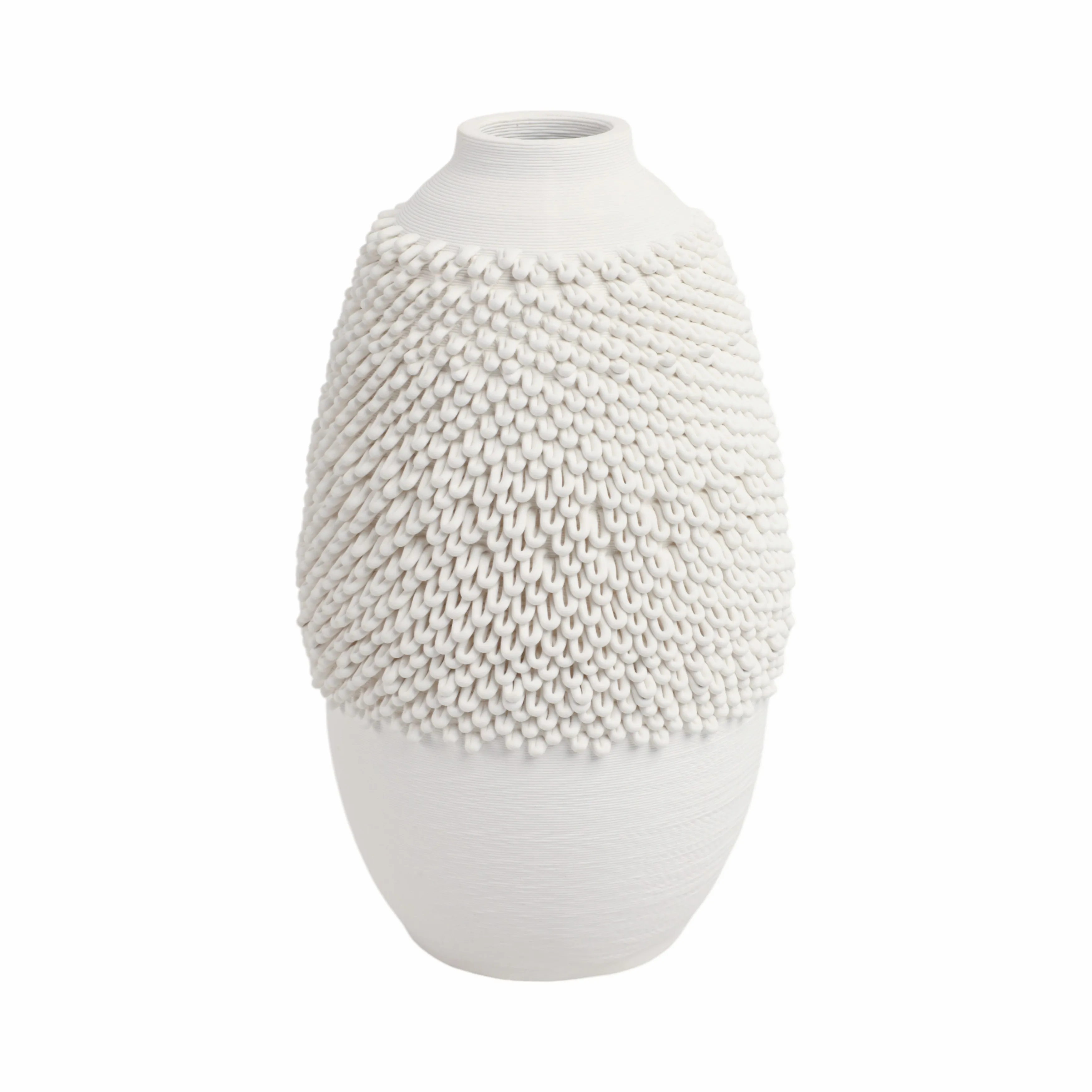 10" Arroyo Small 3d Printed Porcelain Vase, Ivory