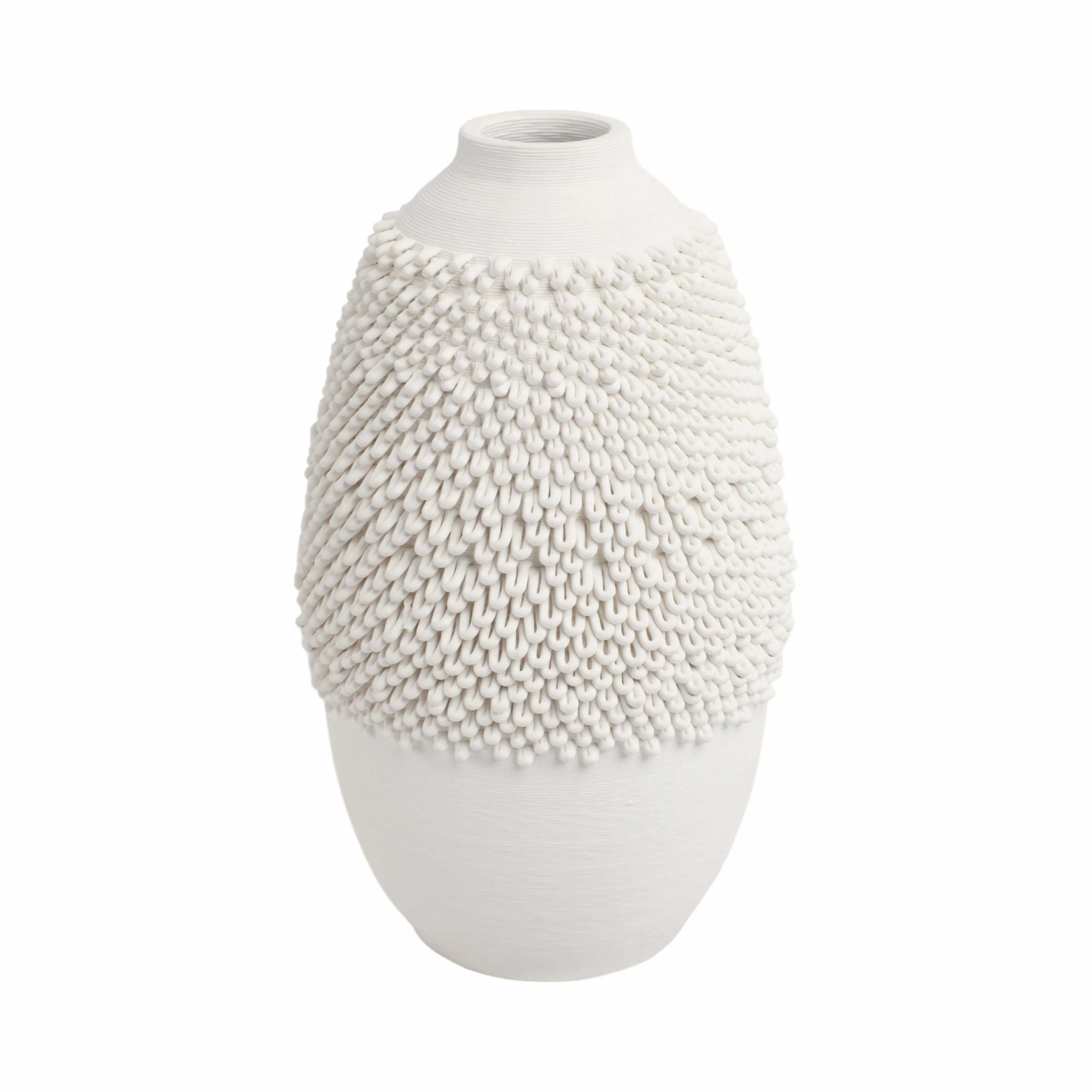 10" Arroyo Small 3d Printed Porcelain Vase, Ivory