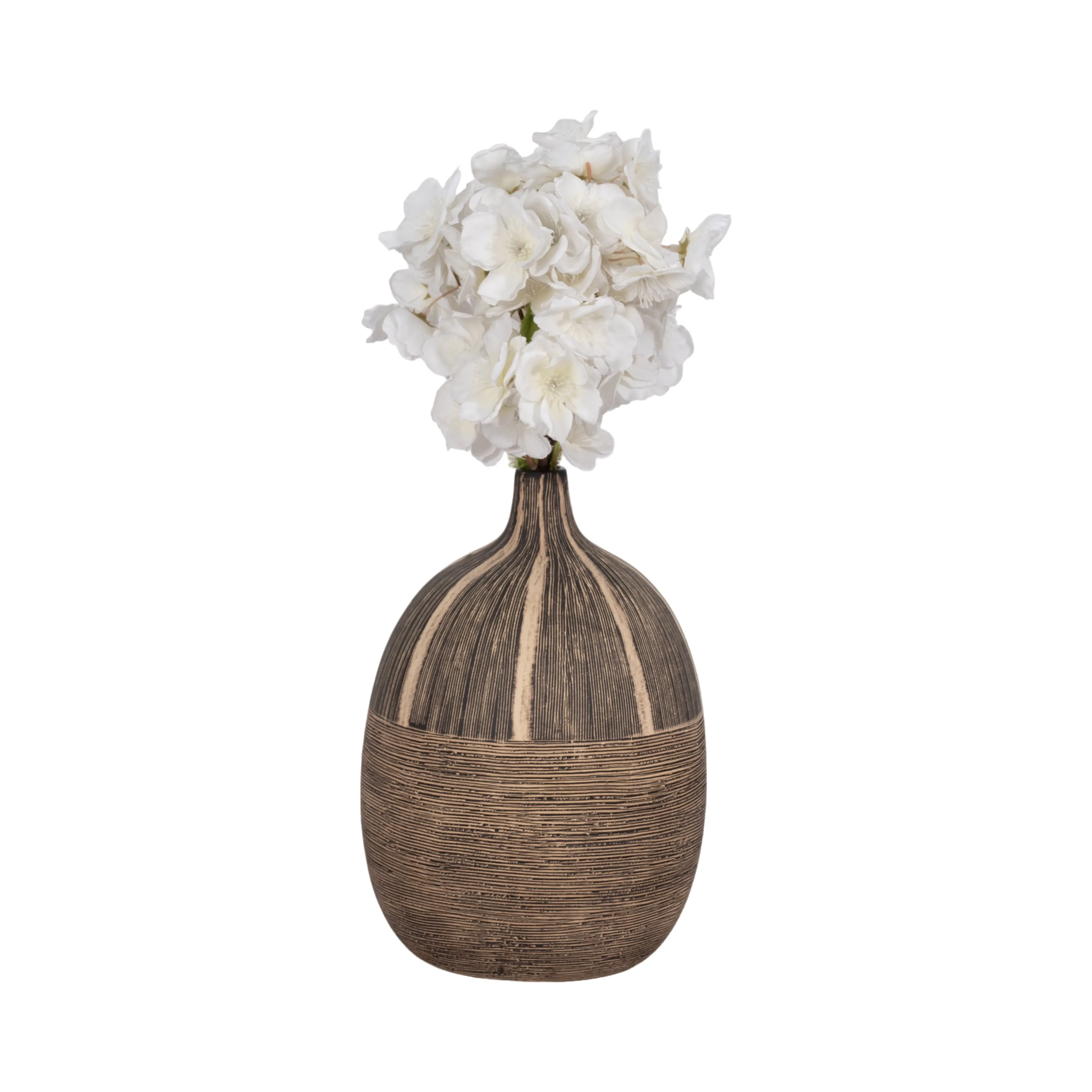 10" PLANTER W/ WOOD STAND, BEIGE