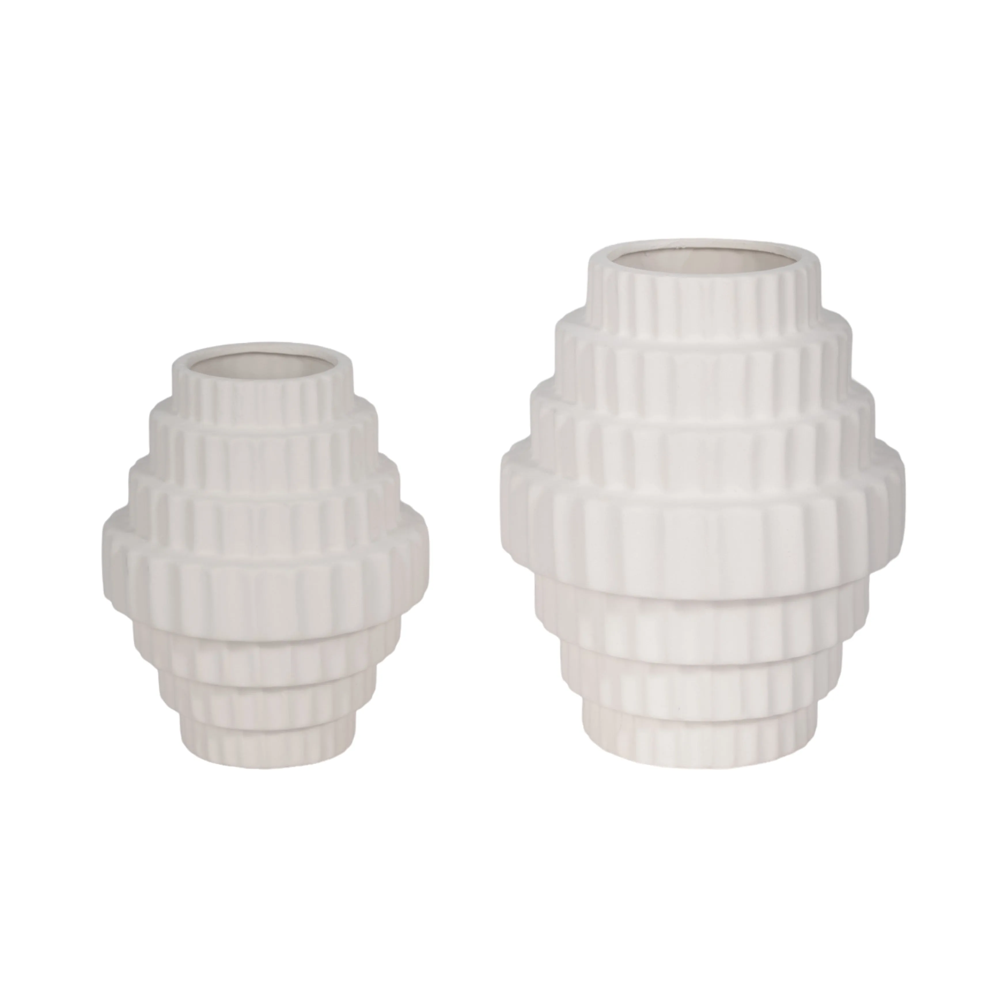 10" Textured Staggered Vase, White