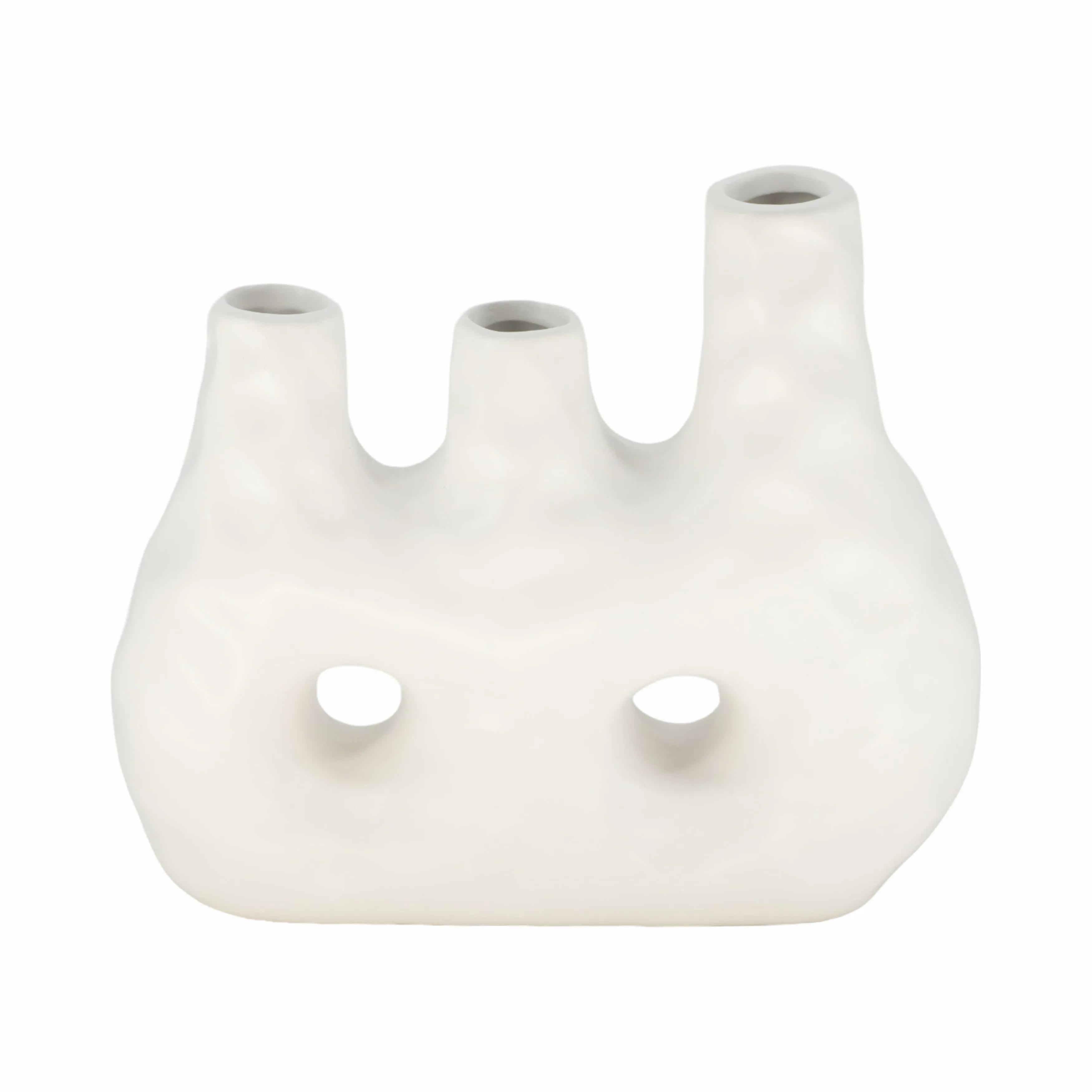 11" 3 Opening Vase, Ivory