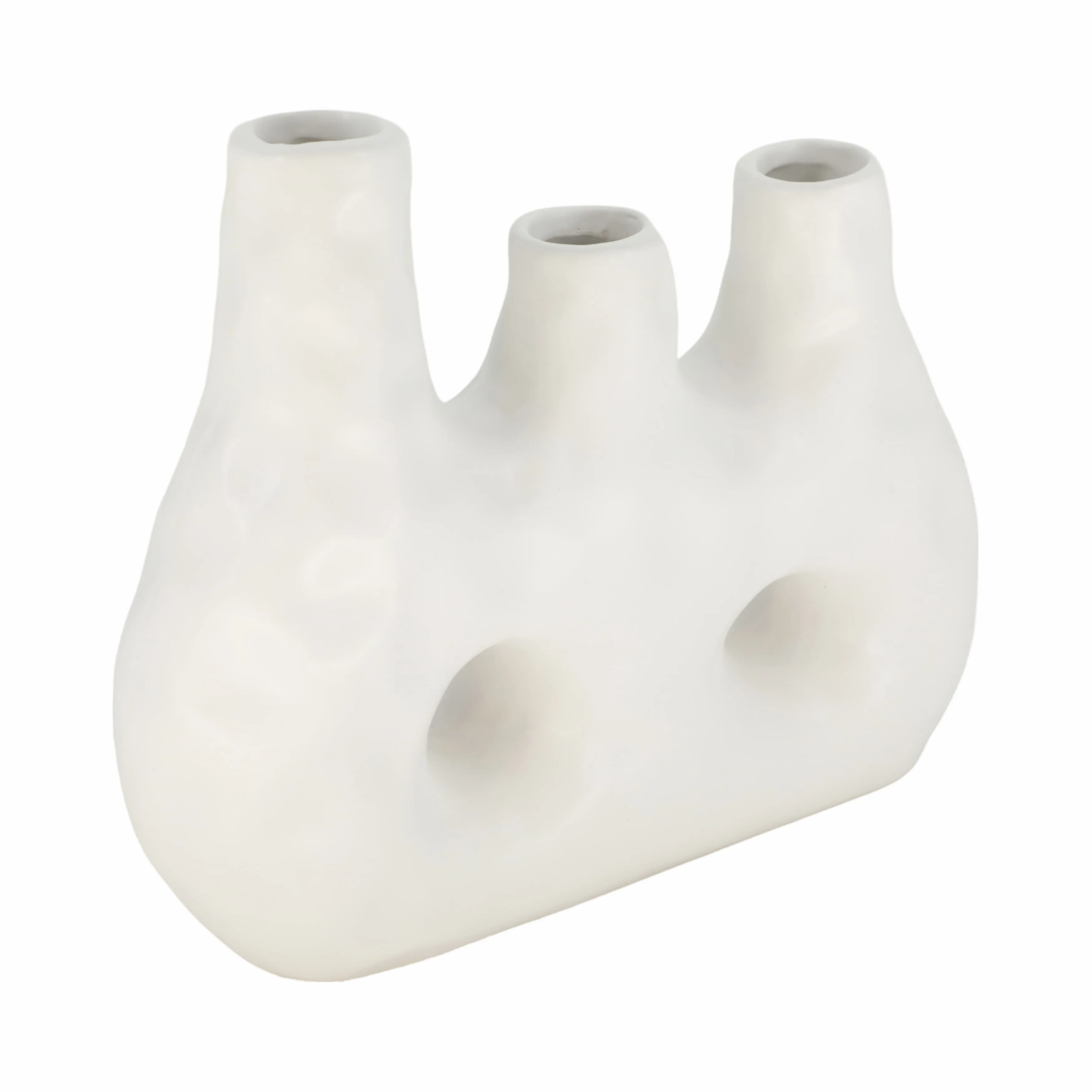 11" 3 Opening Vase, Ivory