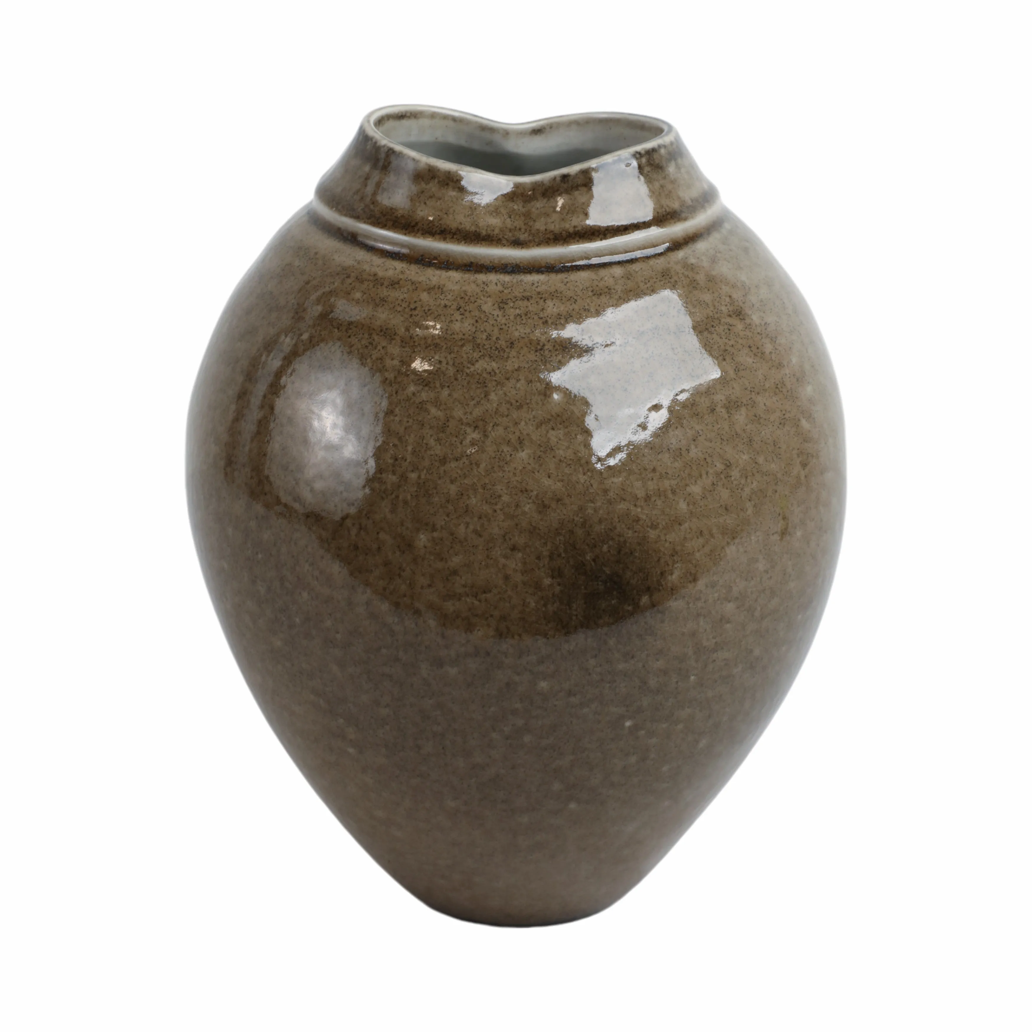 11" Callen Wide Porcelain Vase, Brown