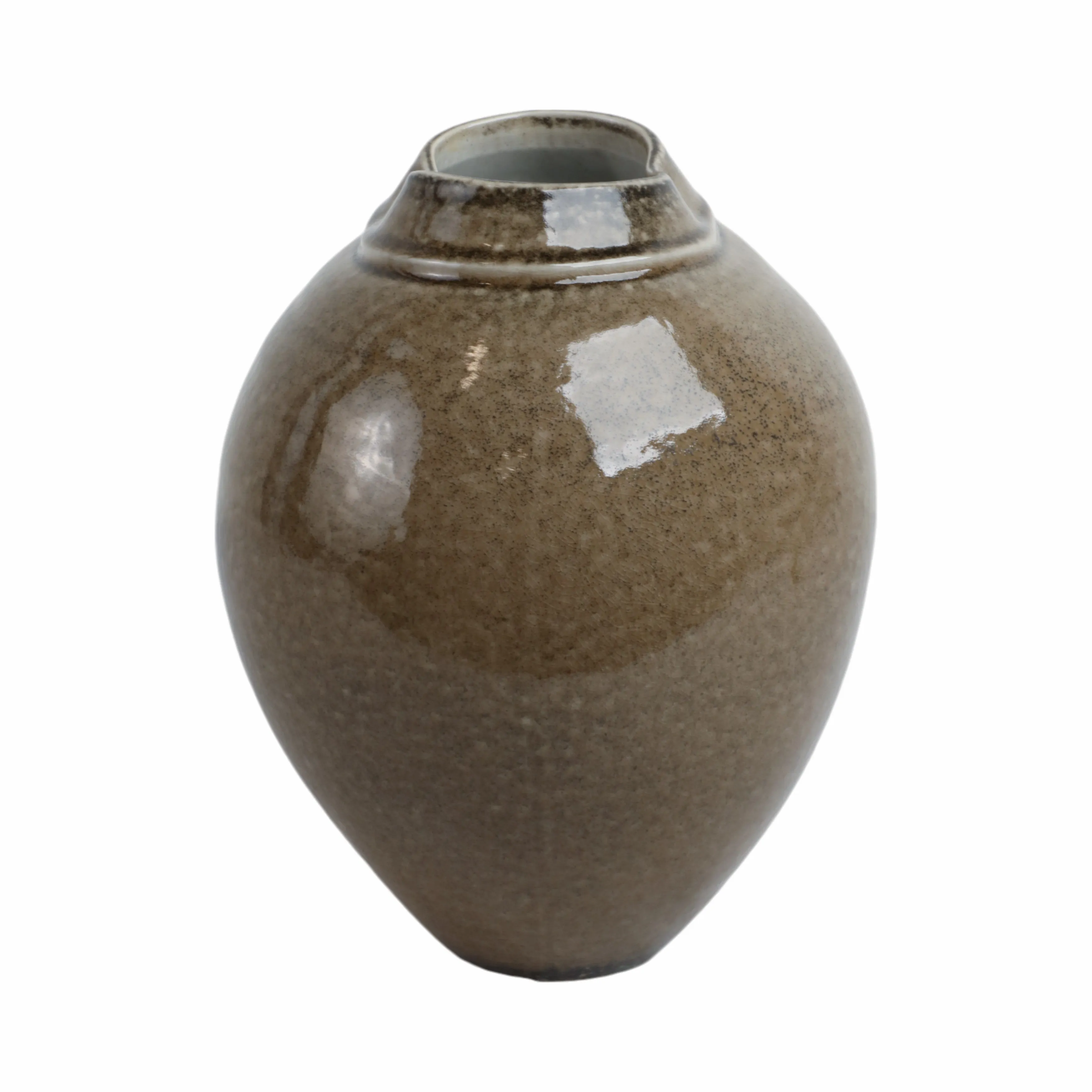 11" Callen Wide Porcelain Vase, Brown