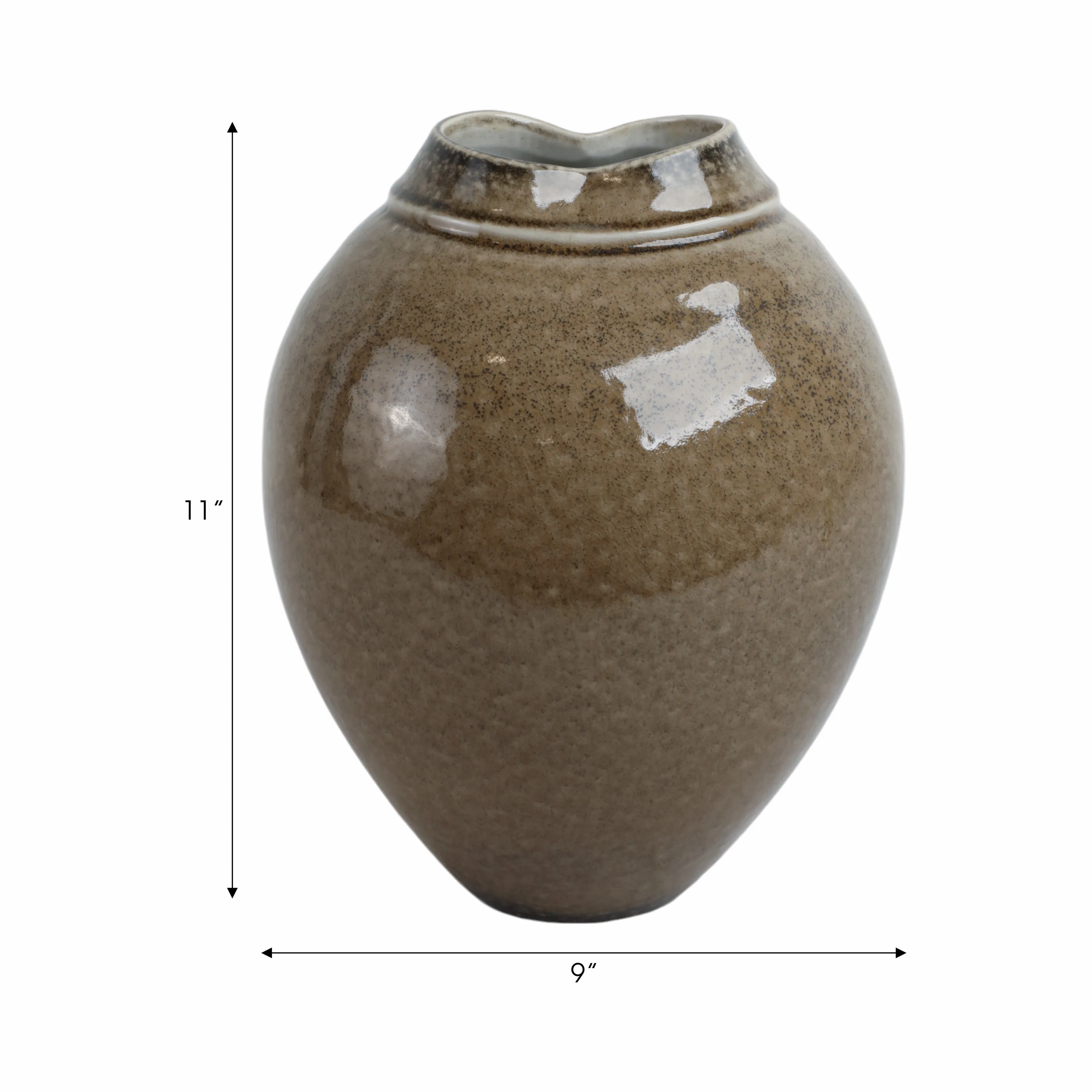 11" Callen Wide Porcelain Vase, Brown