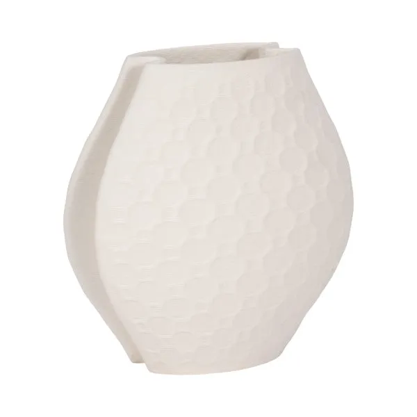 11" ELPHANTINE 3D PRINTED VASE, IVORY/BEIGE