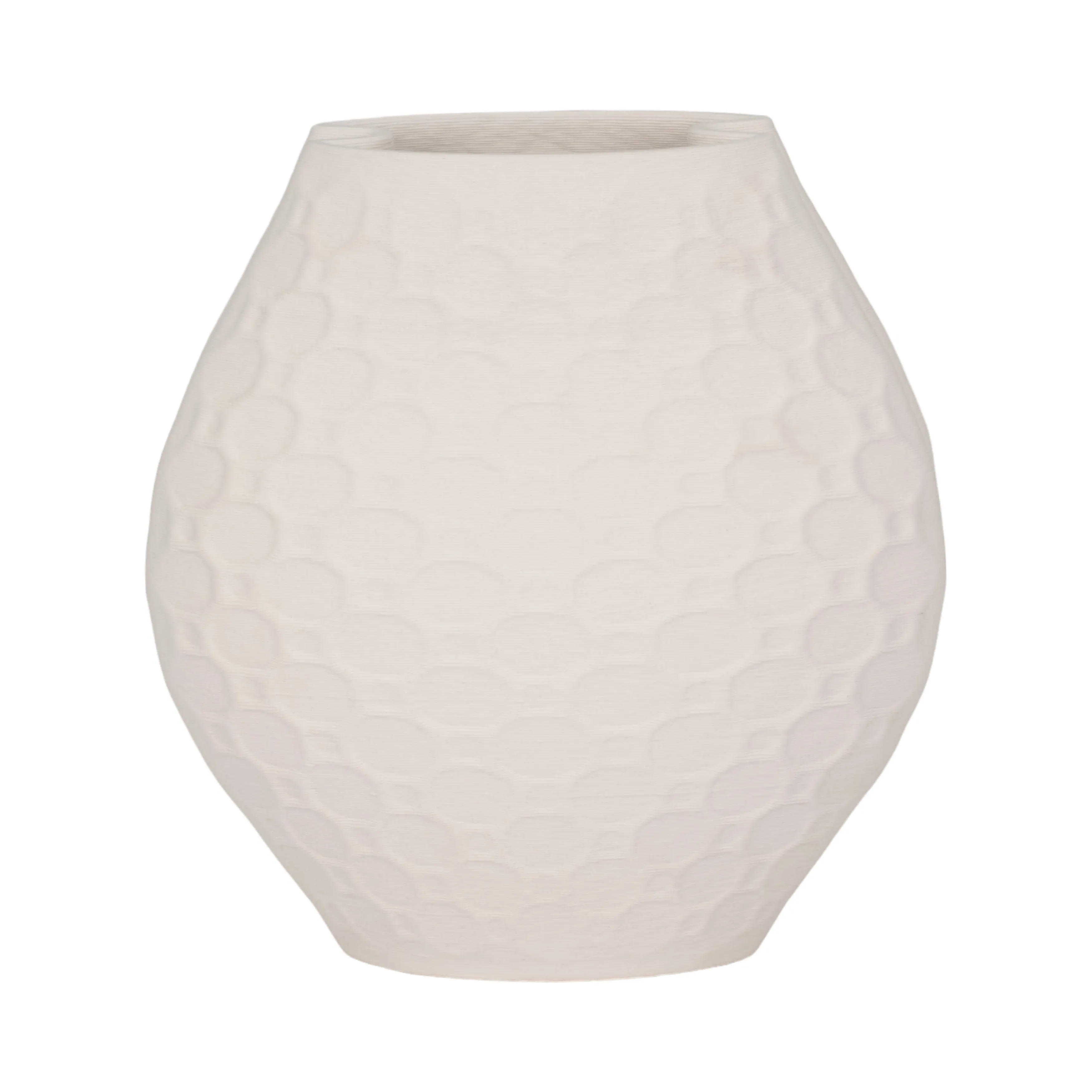 11" ELPHANTINE 3D PRINTED VASE, IVORY/BEIGE