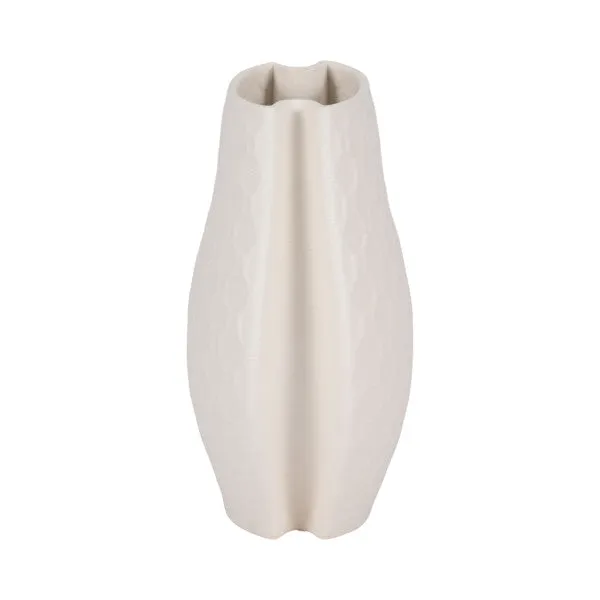 11" ELPHANTINE 3D PRINTED VASE, IVORY/BEIGE