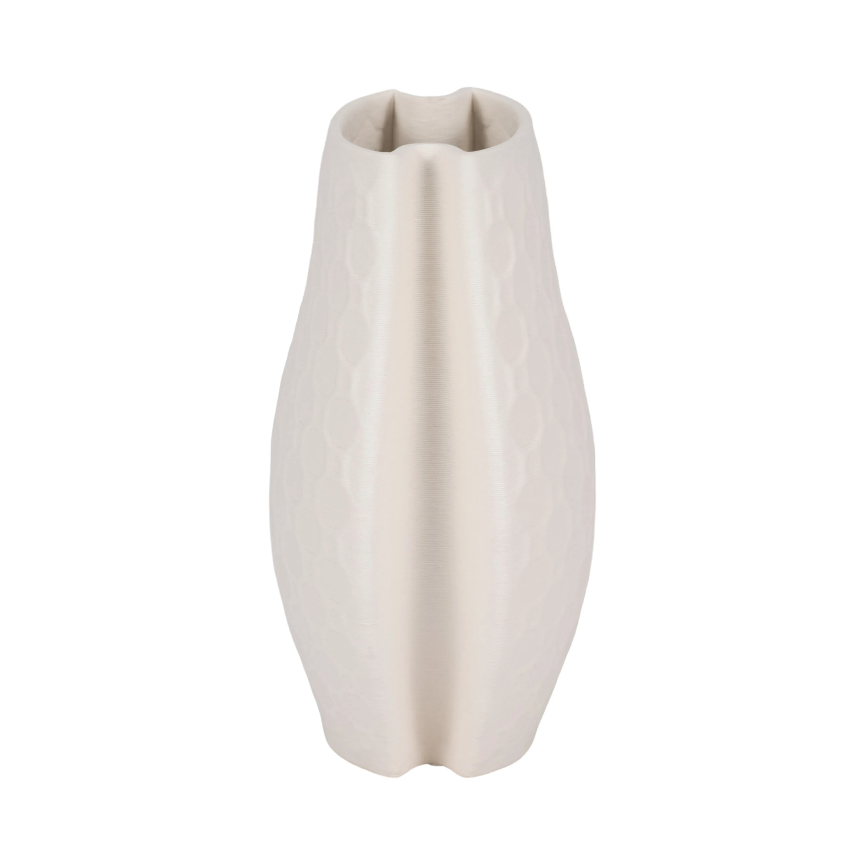 11" ELPHANTINE 3D PRINTED VASE, IVORY/BEIGE