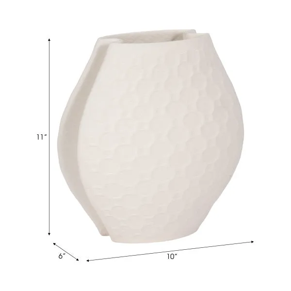 11" ELPHANTINE 3D PRINTED VASE, IVORY/BEIGE