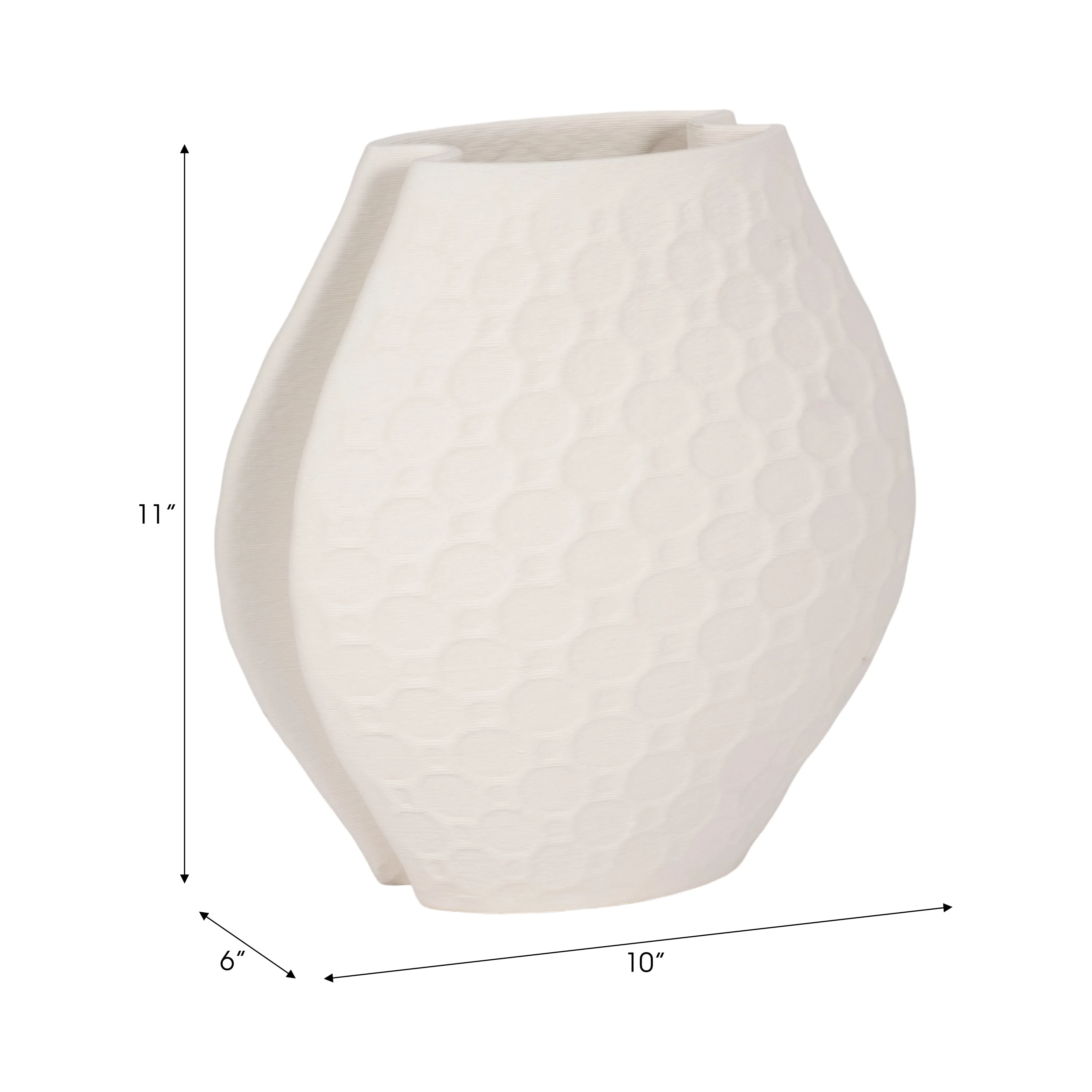 11" ELPHANTINE 3D PRINTED VASE, IVORY/BEIGE