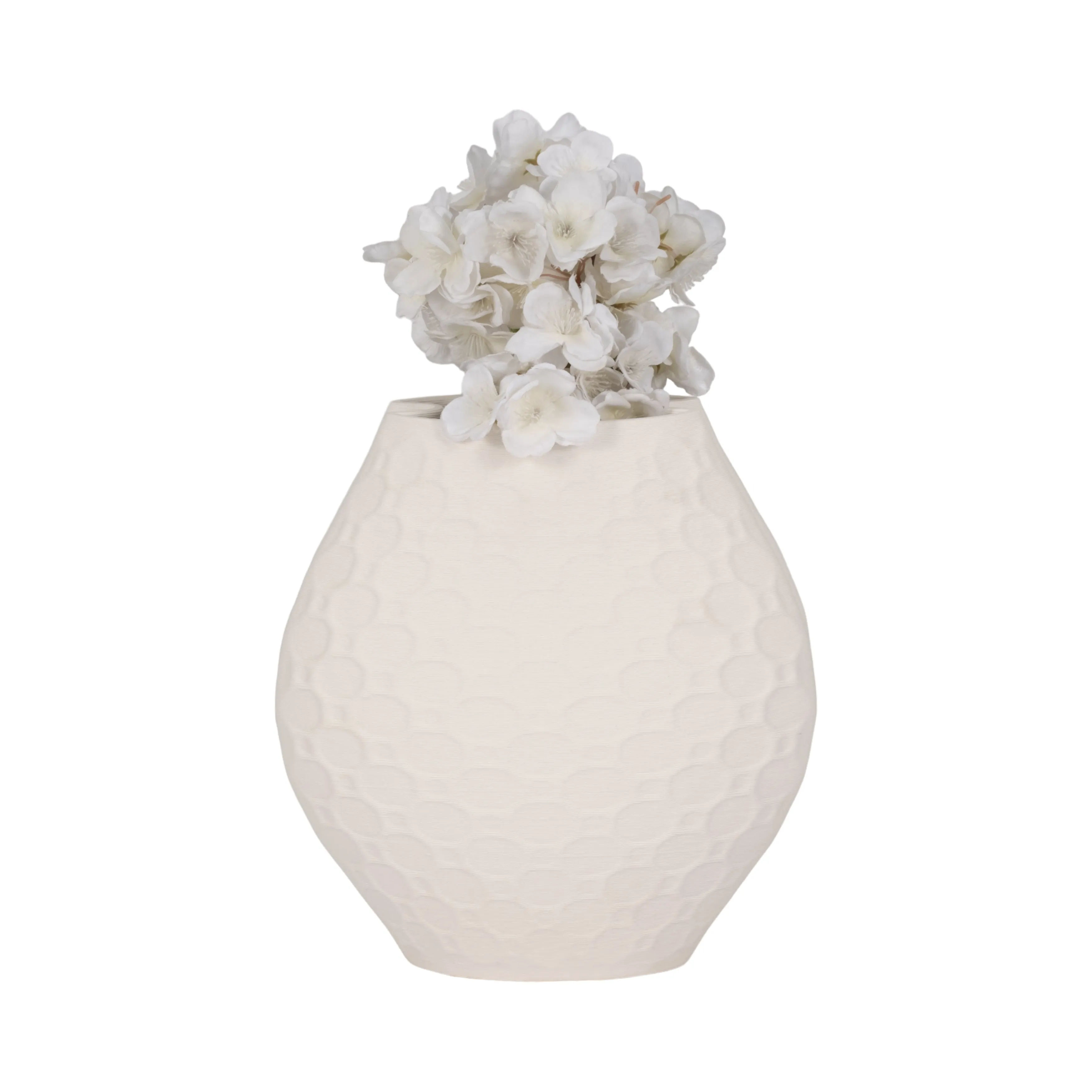 11" ELPHANTINE 3D PRINTED VASE, IVORY/BEIGE