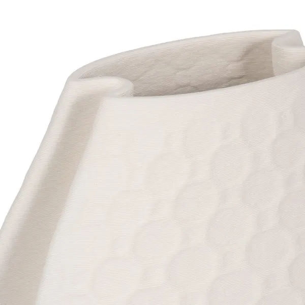 11" ELPHANTINE 3D PRINTED VASE, IVORY/BEIGE