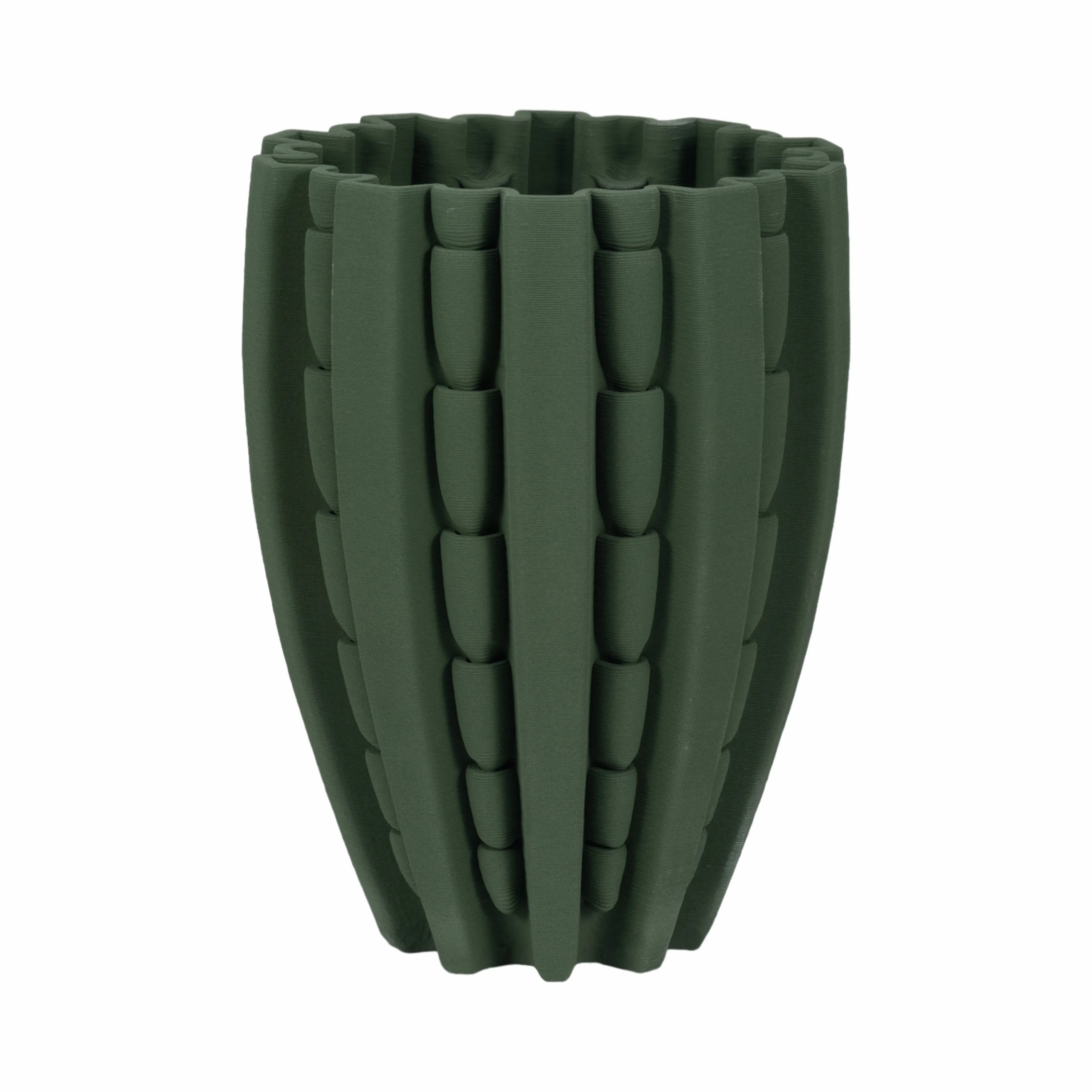 11" LAKELAND 3D PRINTED VASE, GREEN