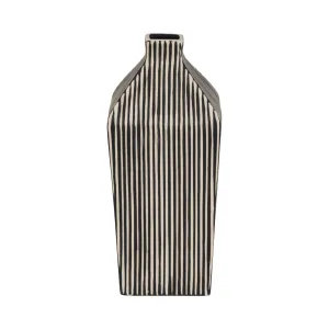 11" Lines Square Vase, Black/white