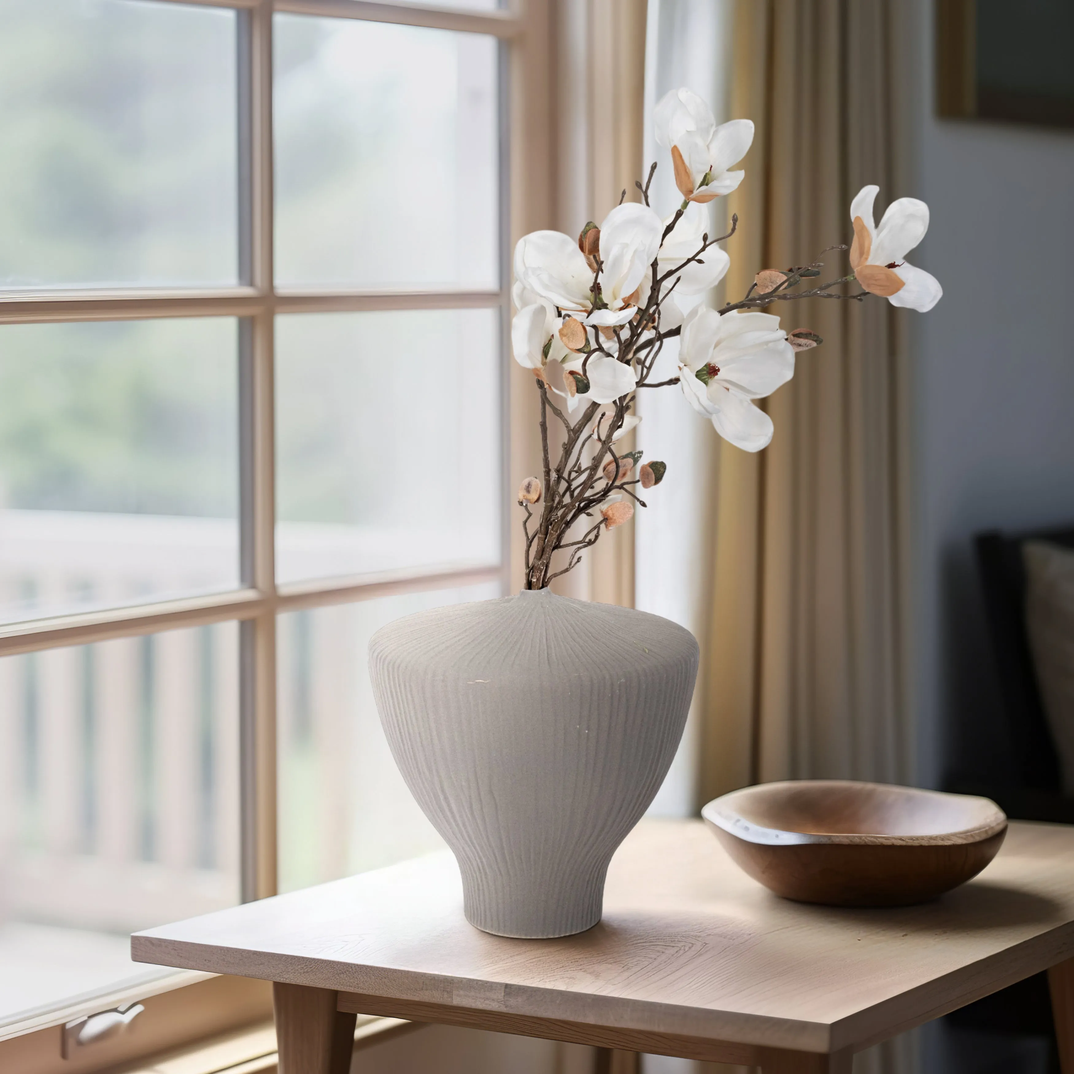 11" LOMBOK SMALL VASE, GRAY