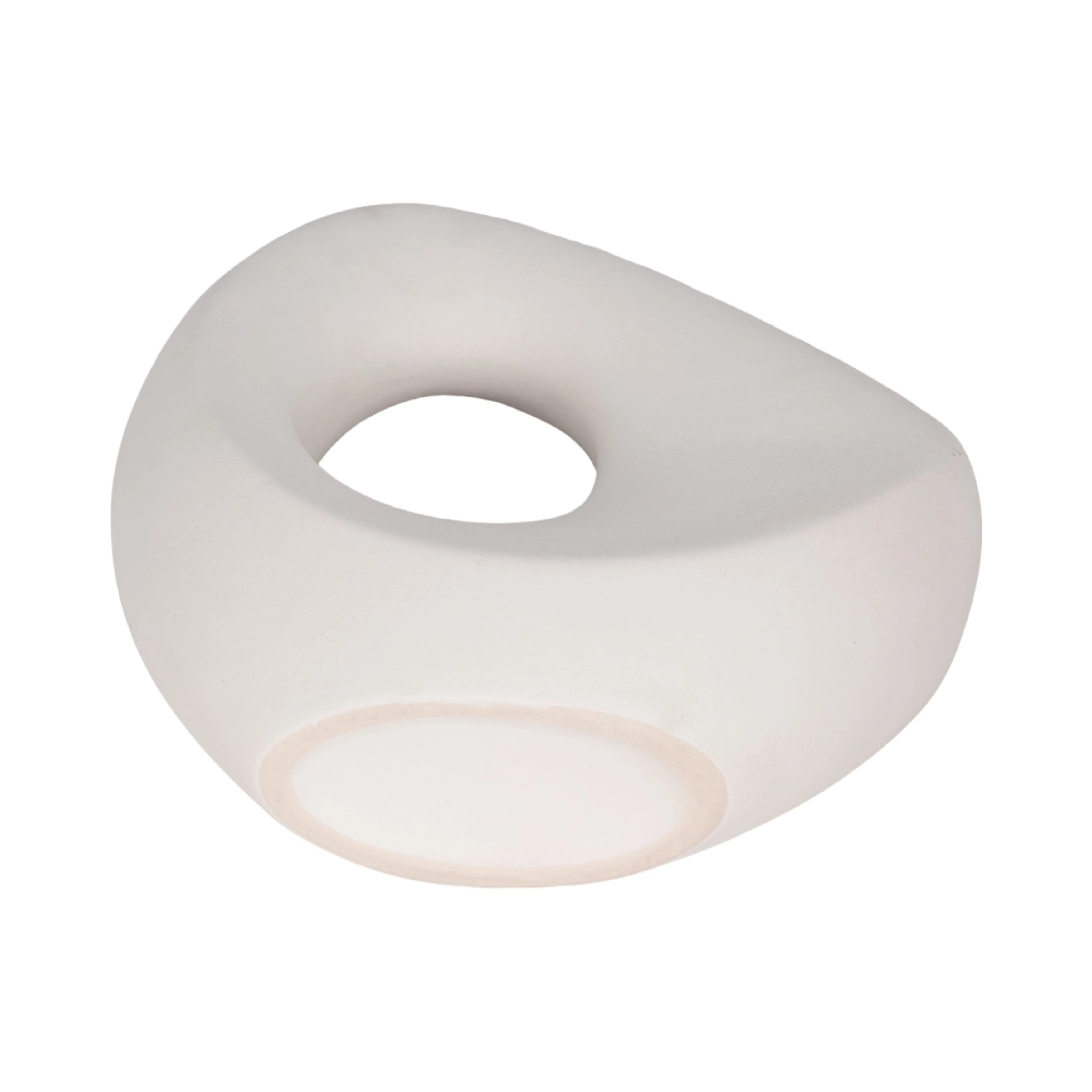 11" Lopsided Open Cut Out Vase Sand Texture, White