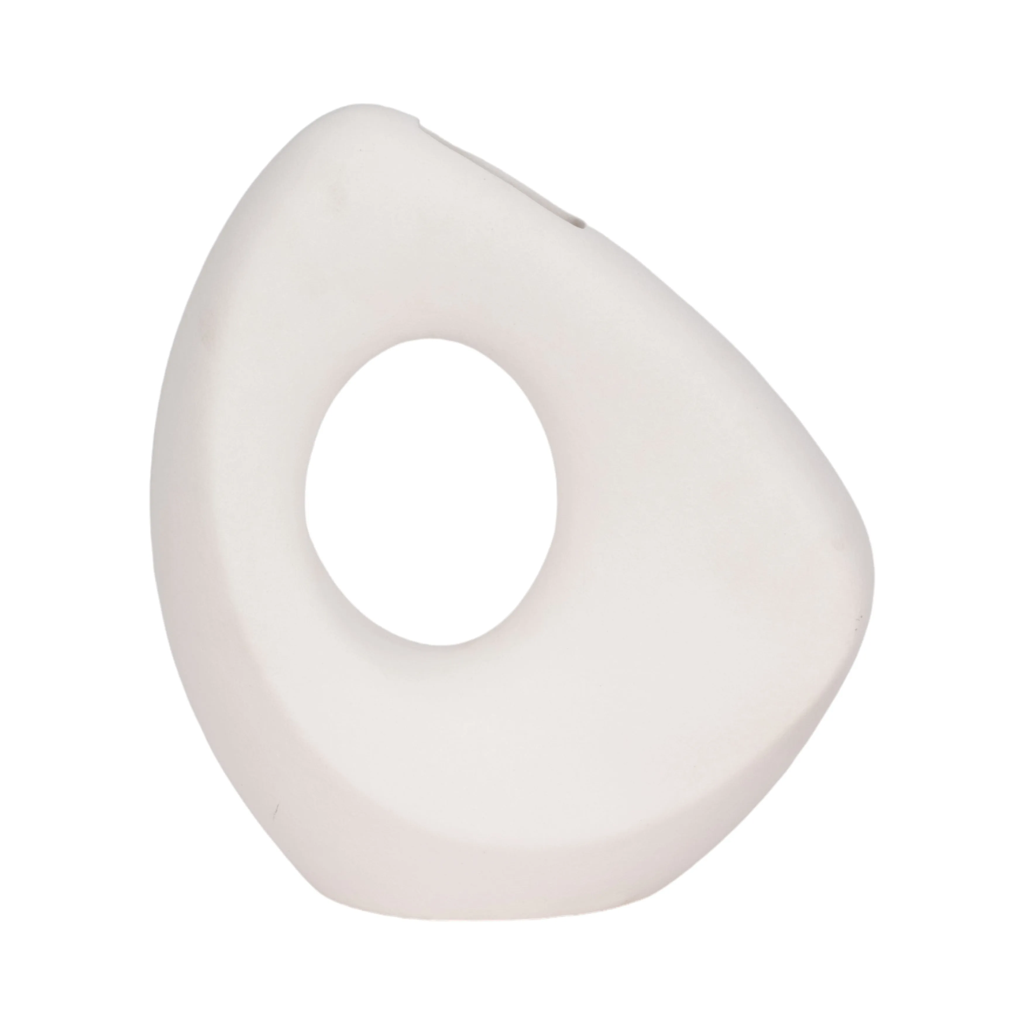 11" Lopsided Open Cut Out Vase Sand Texture, White