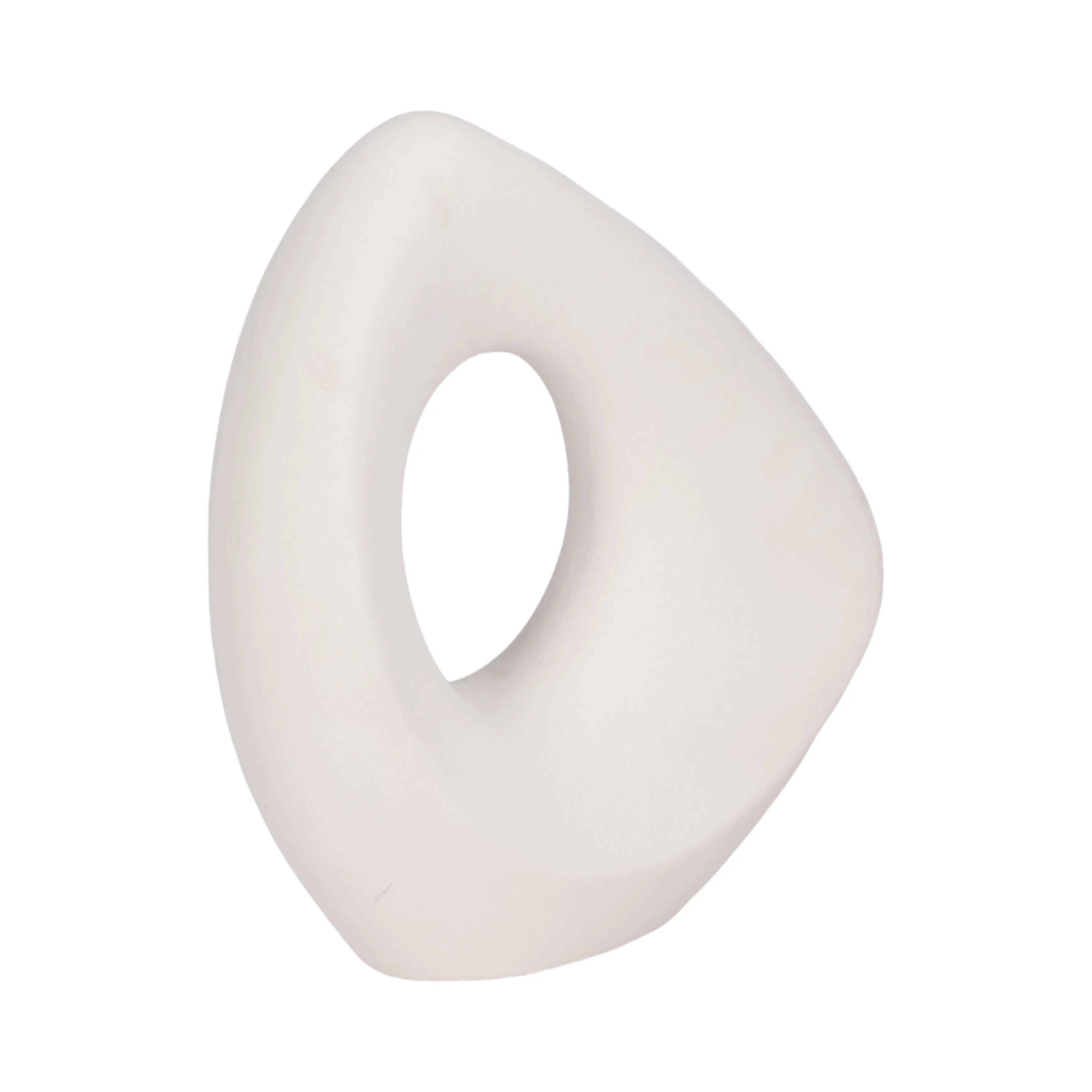 11" Lopsided Open Cut Out Vase Sand Texture, White