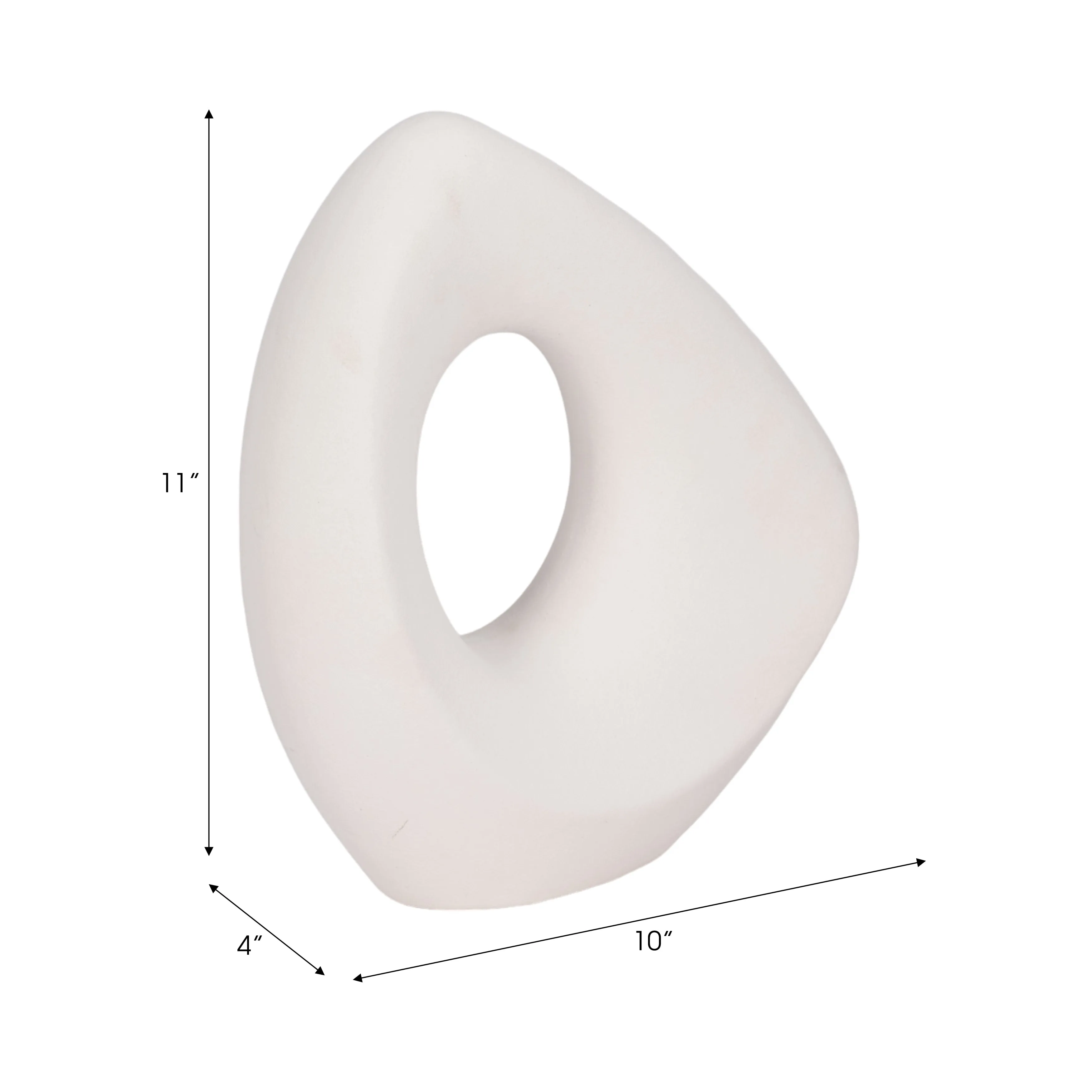 11" Lopsided Open Cut Out Vase Sand Texture, White