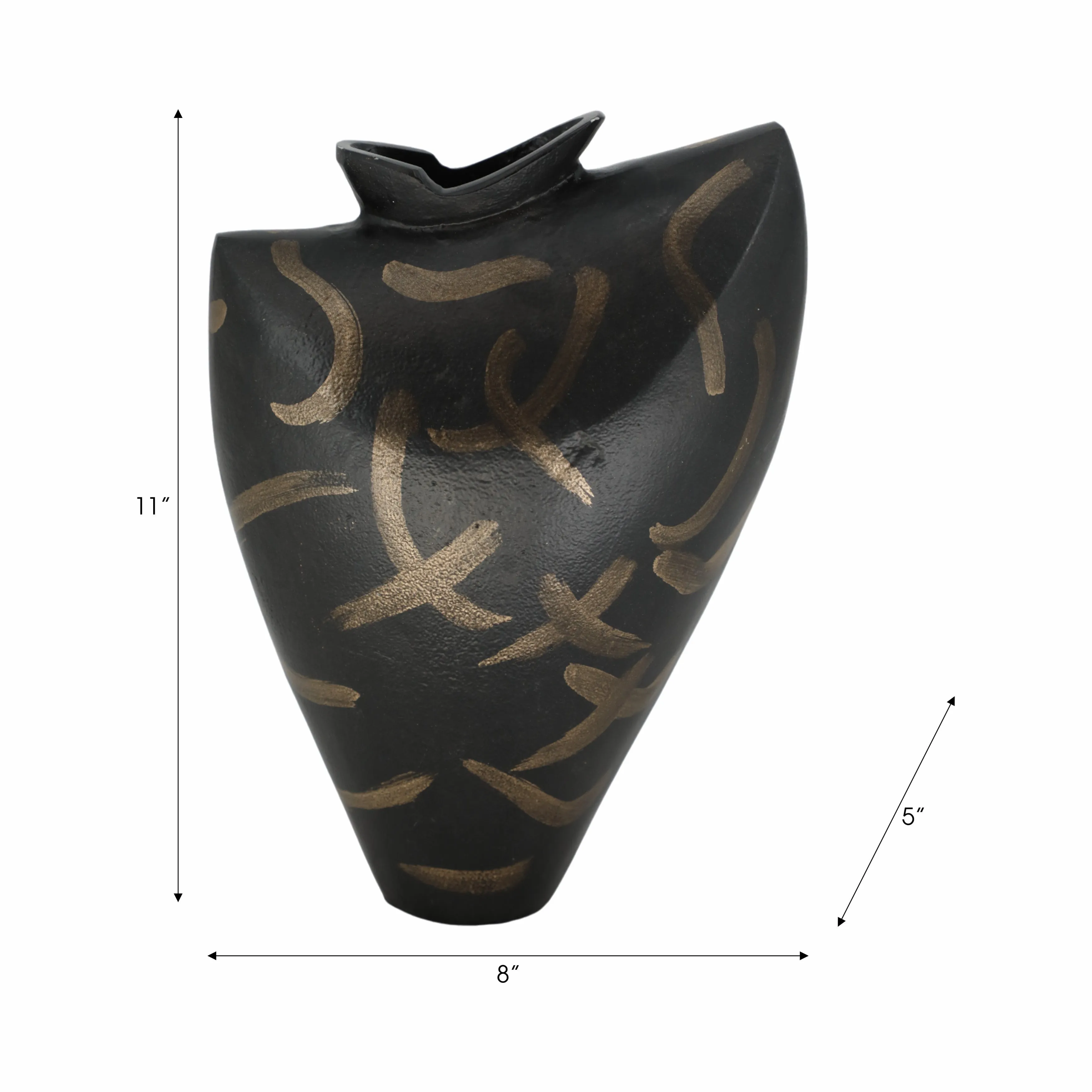 11" Ponce Tribal Black & Gold Vase