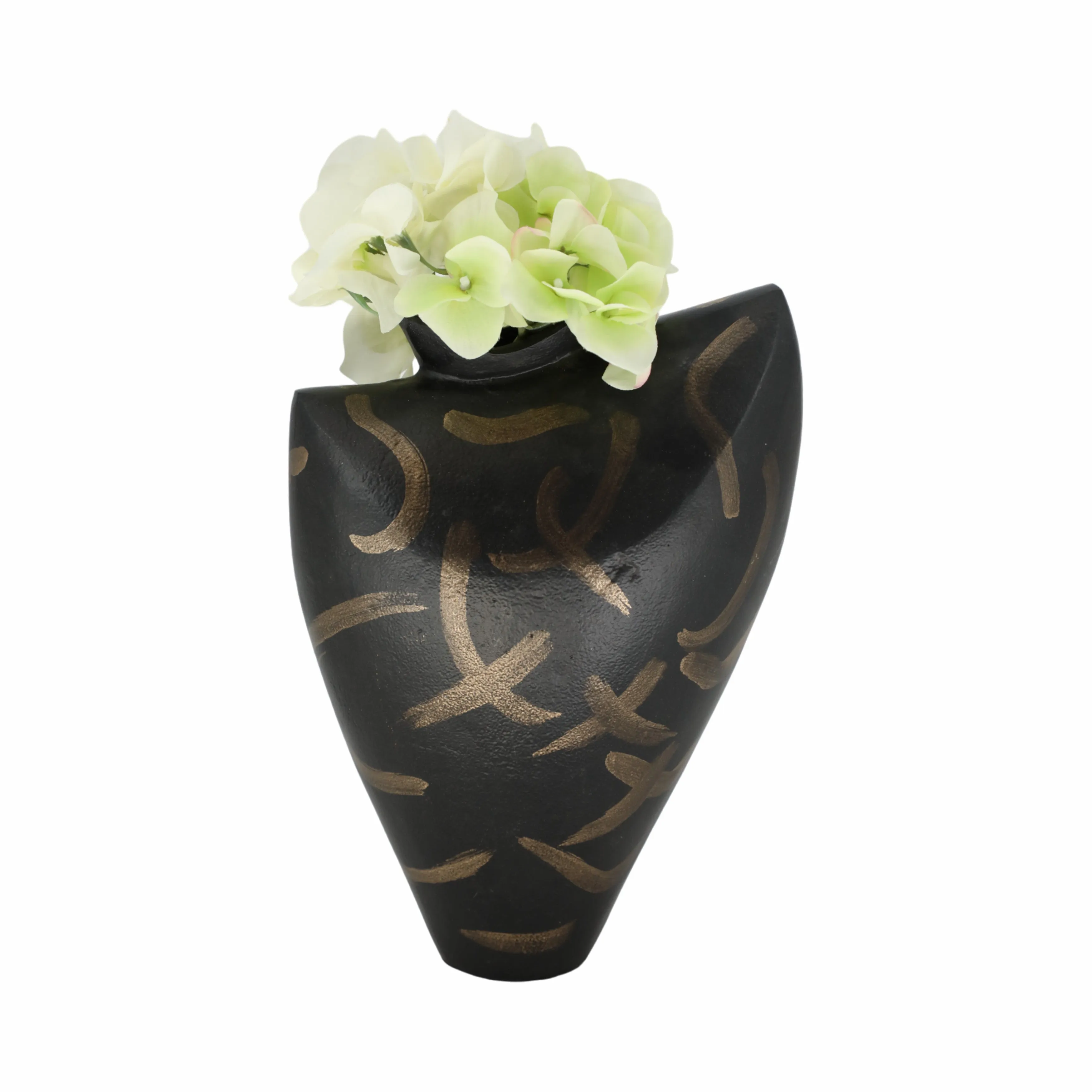 11" Ponce Tribal Black & Gold Vase