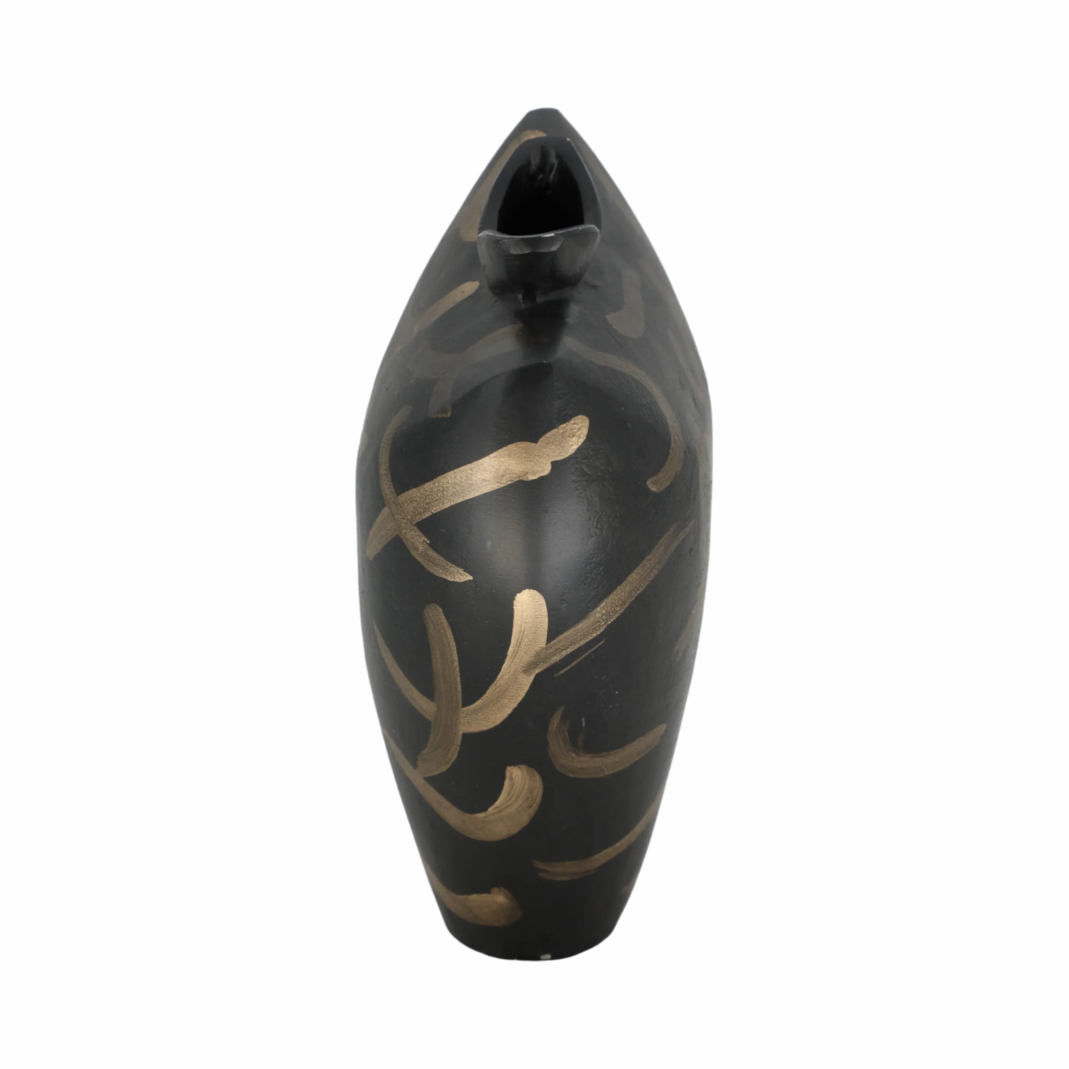 11" Ponce Tribal Black & Gold Vase
