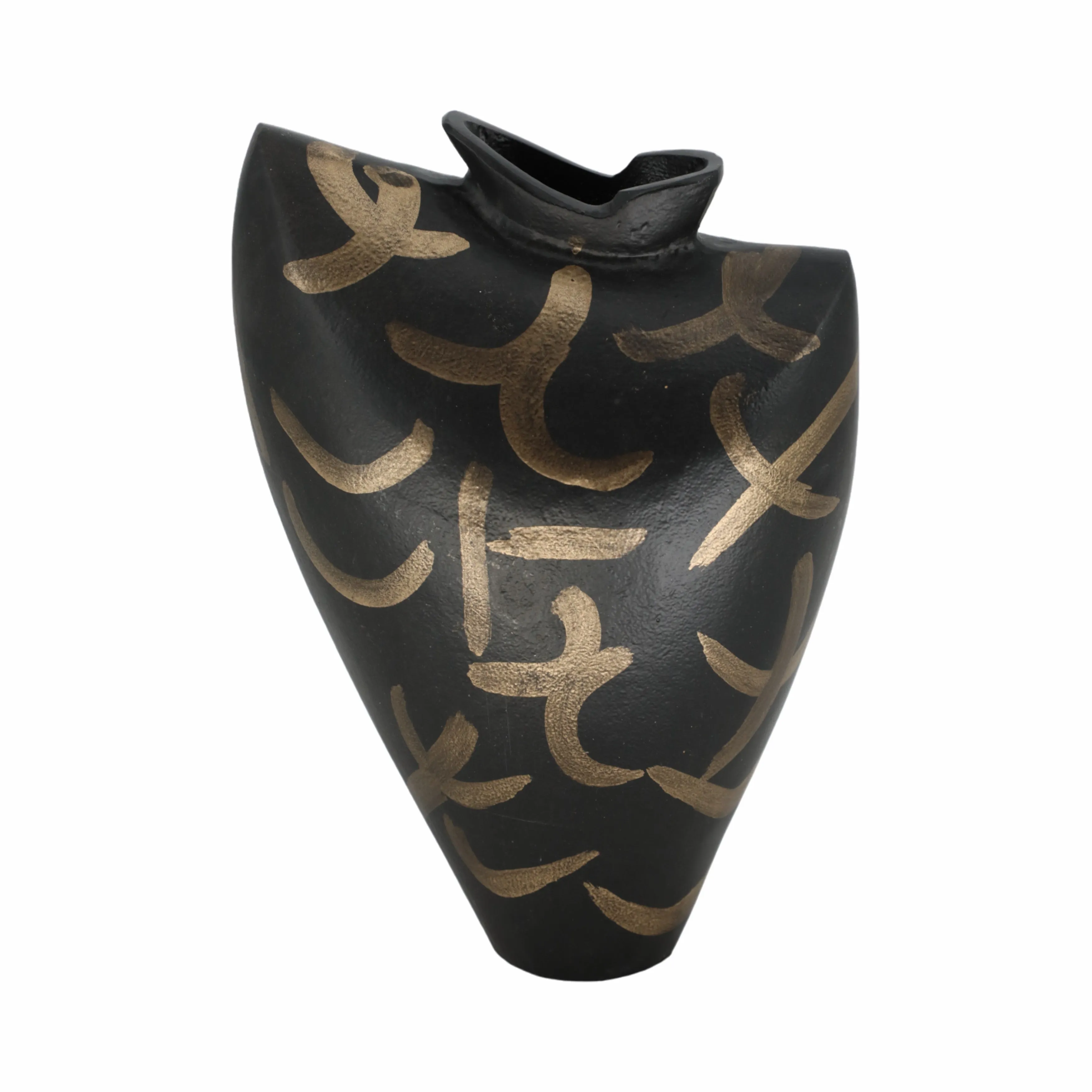 11" Ponce Tribal Black & Gold Vase