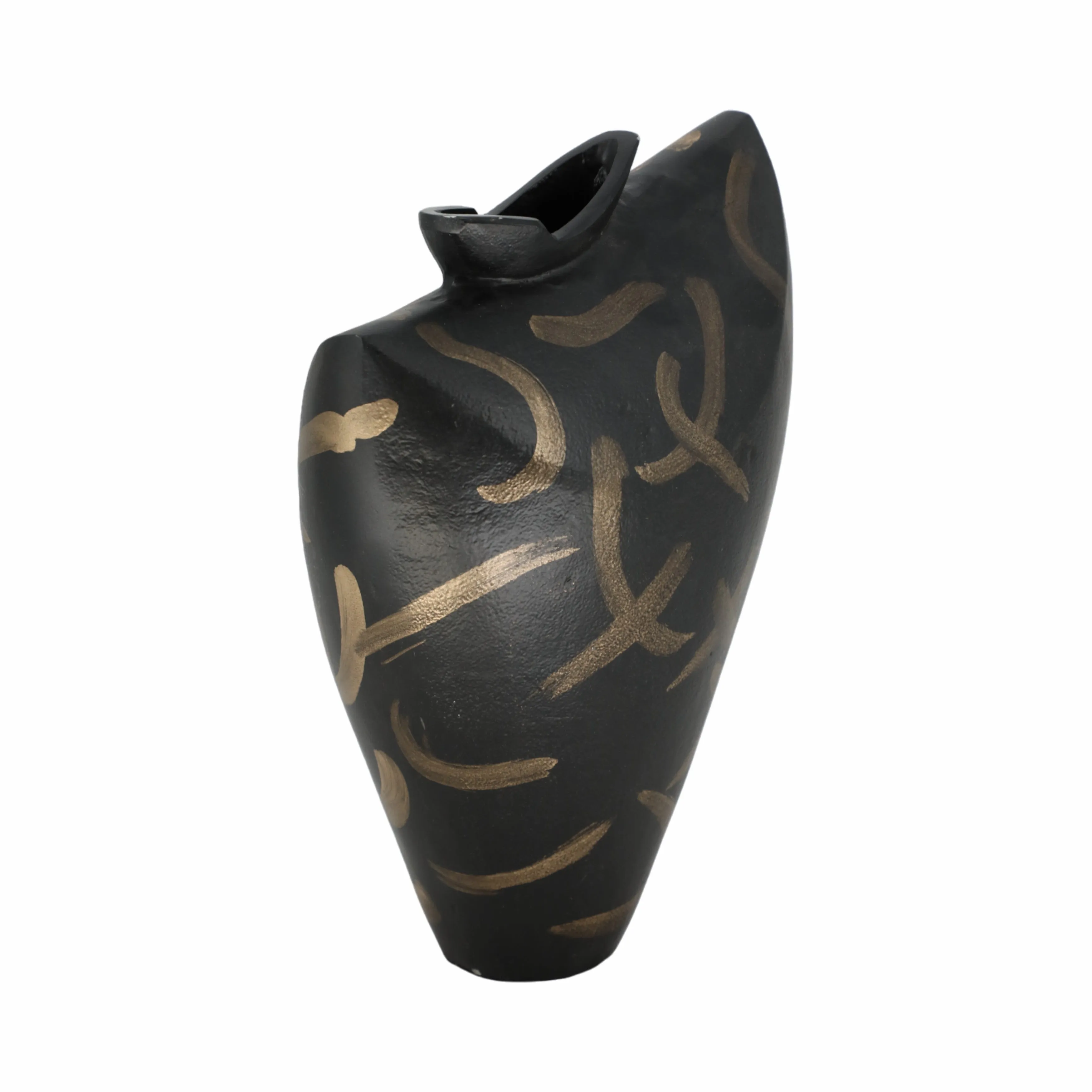 11" Ponce Tribal Black & Gold Vase