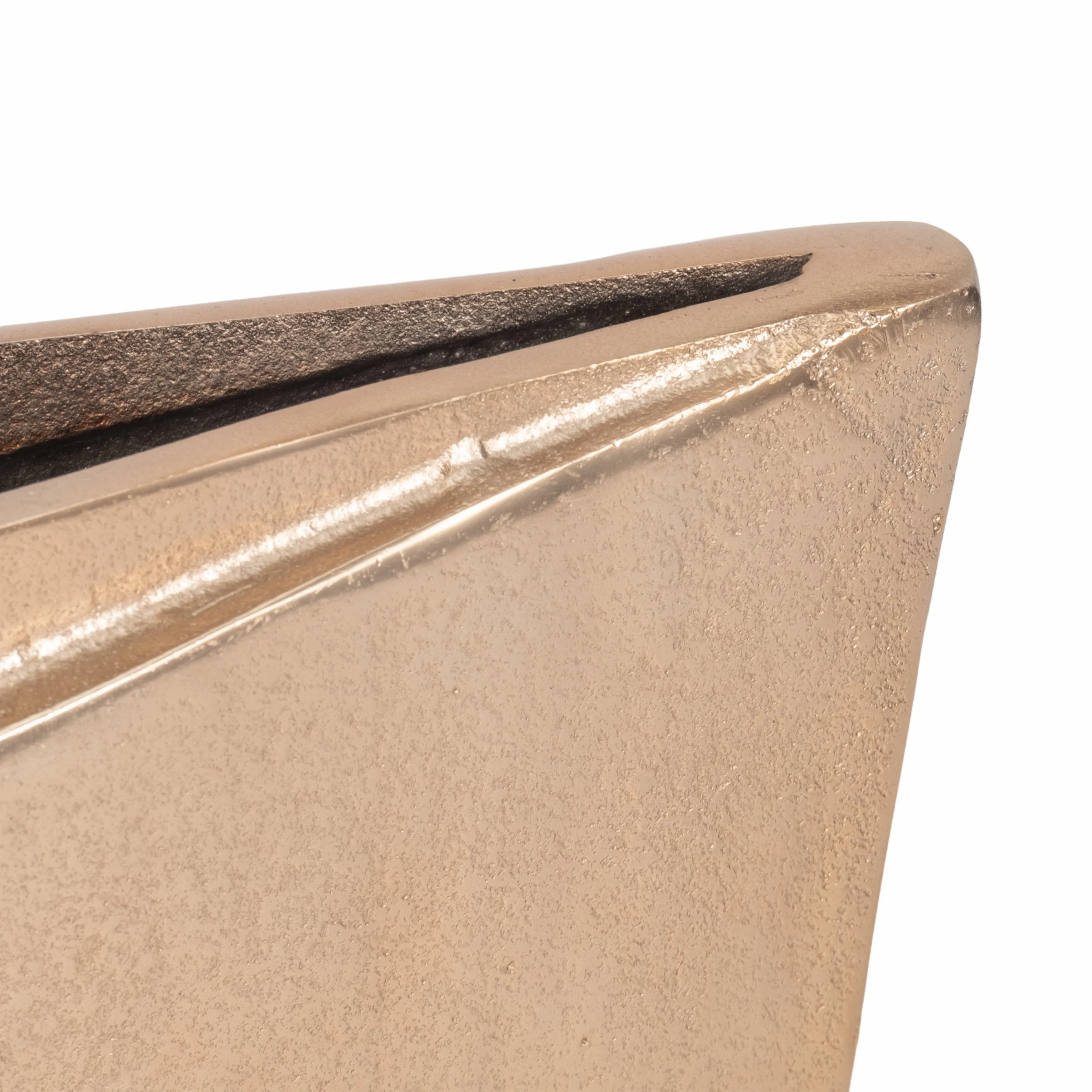 12" Balee Metal Origami Vase, Champagne