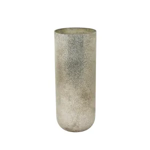 12" GLASS BEADED VASE, SILVER