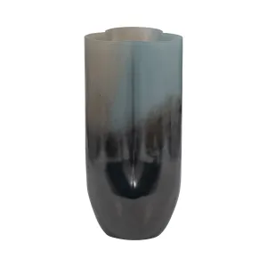 12" Lyna Medium Blue Glass Vase