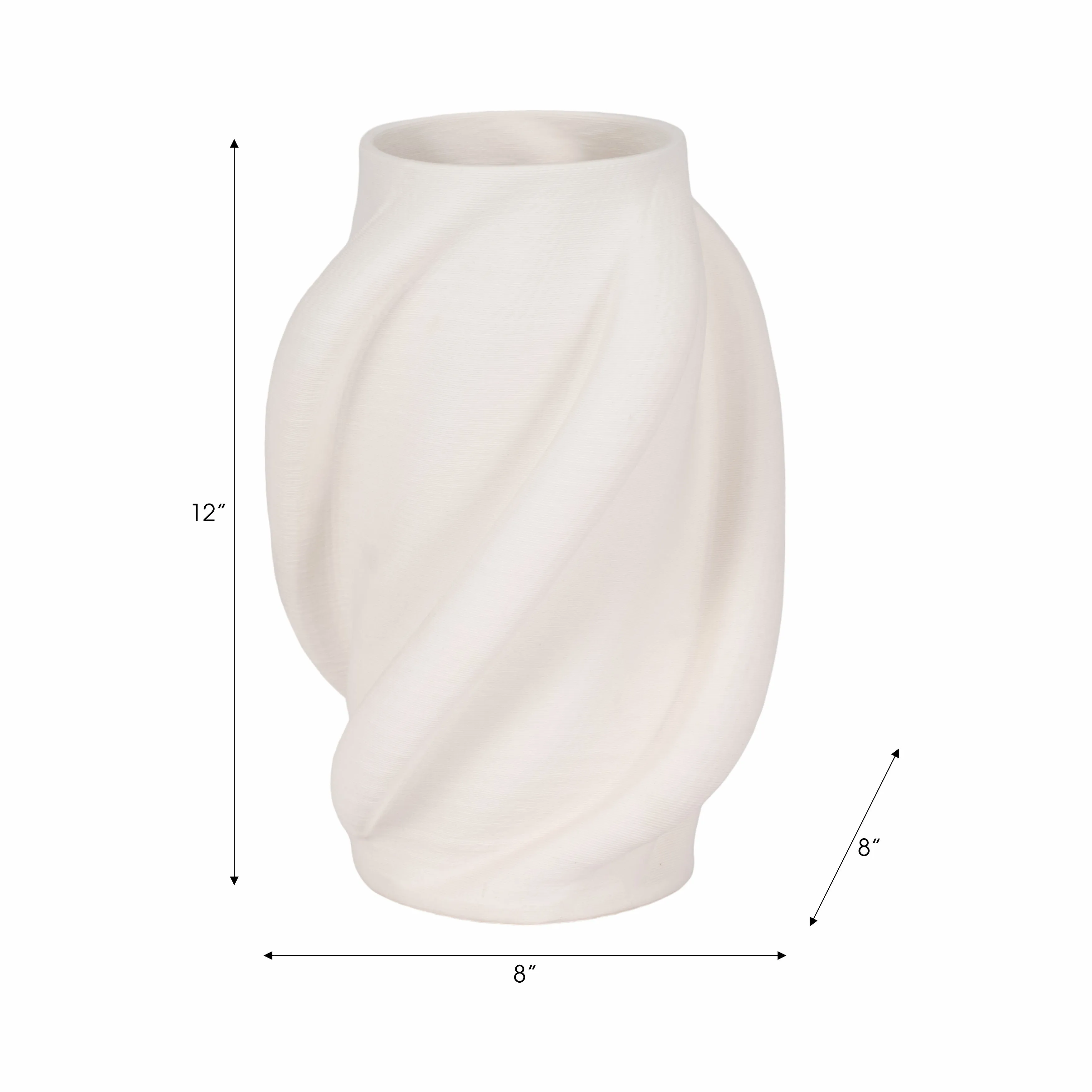 12" MURANO 3D PRINTED SMALL VASE, WHITE