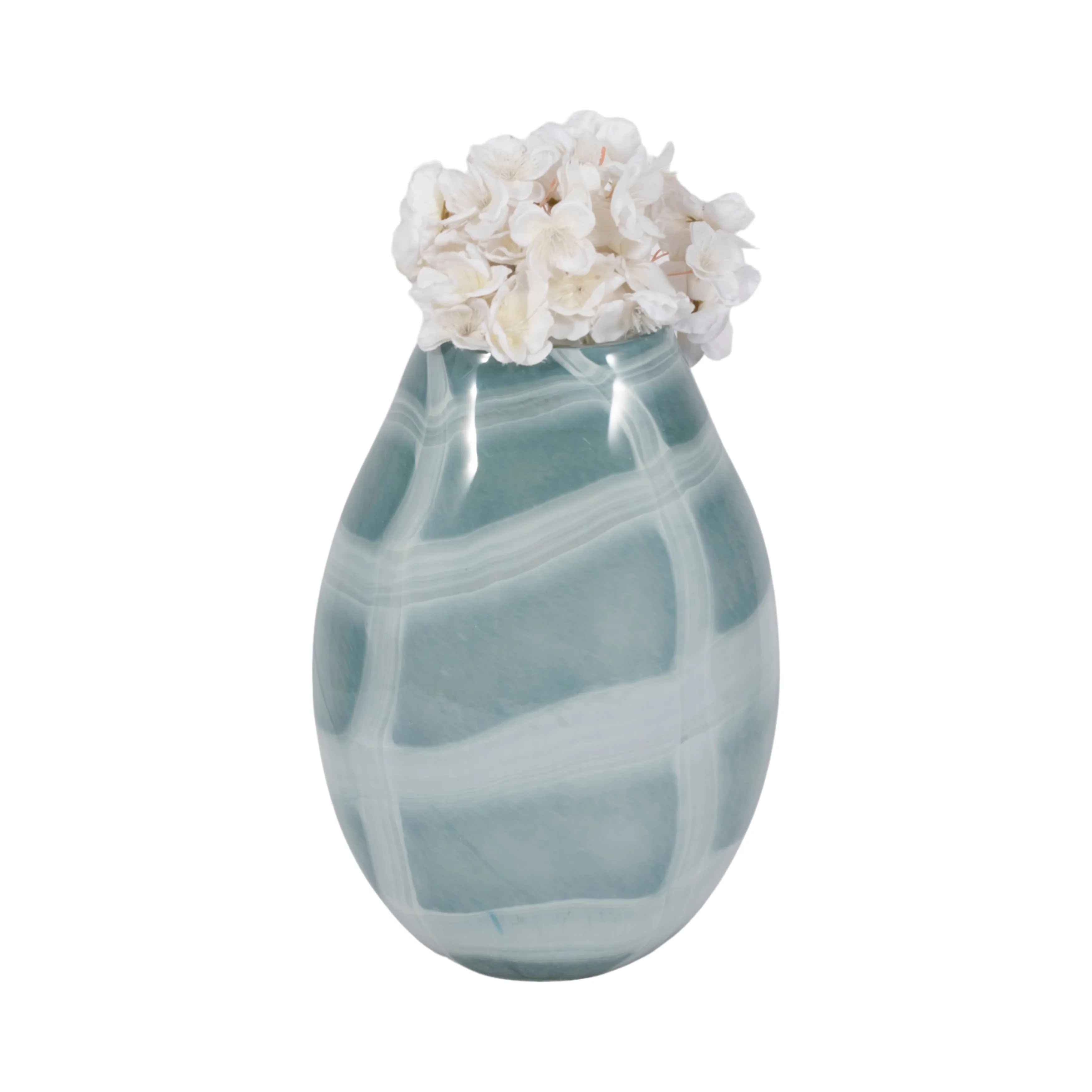 12" Slim Swirled Vase, Blue/white