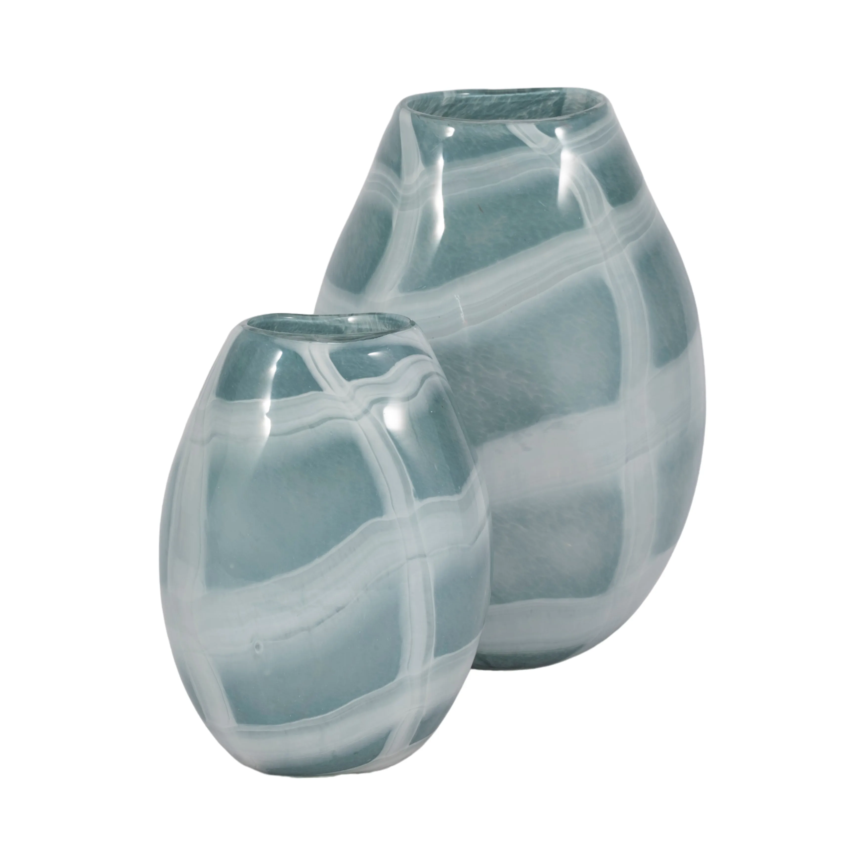 12" Slim Swirled Vase, Blue/white