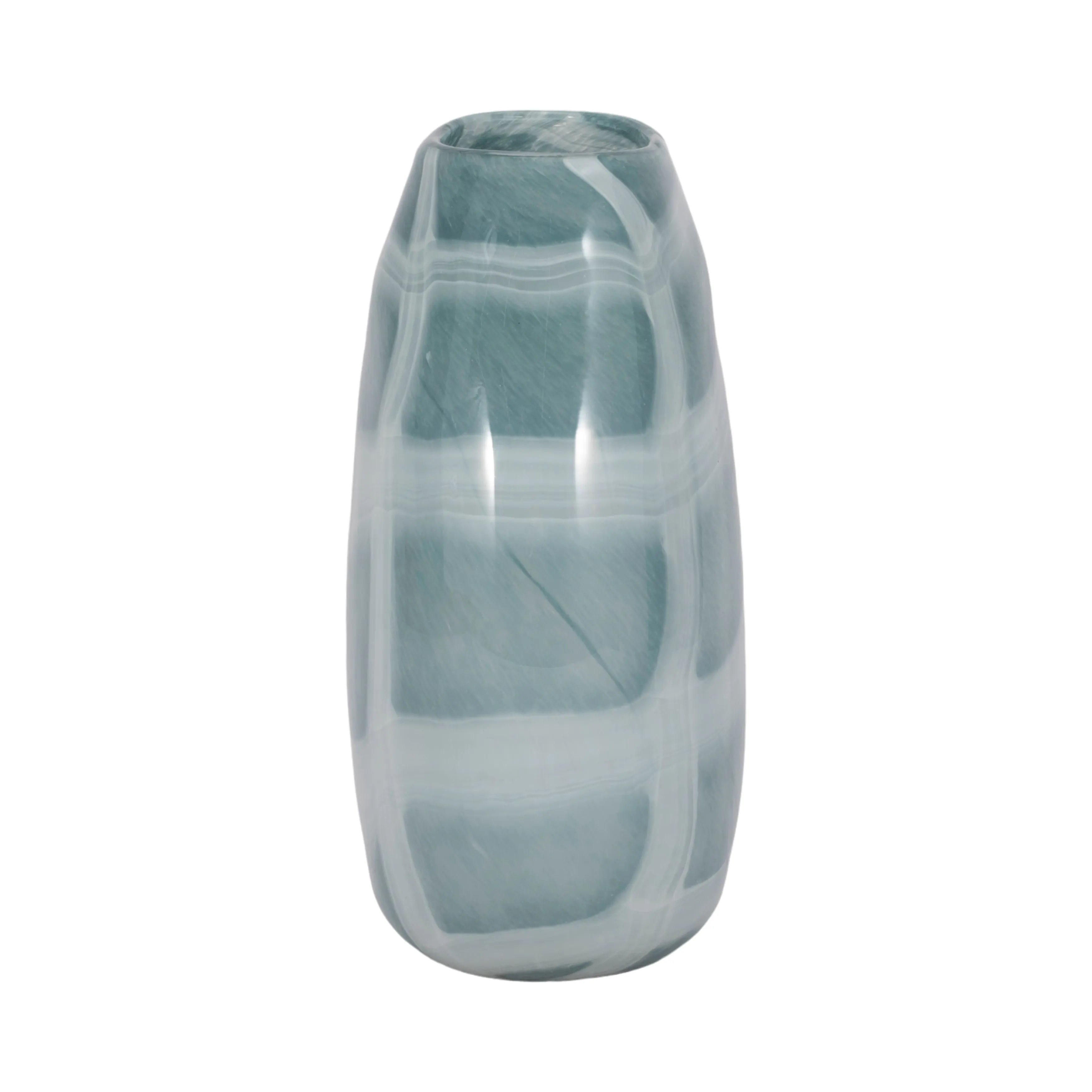 12" Slim Swirled Vase, Blue/white
