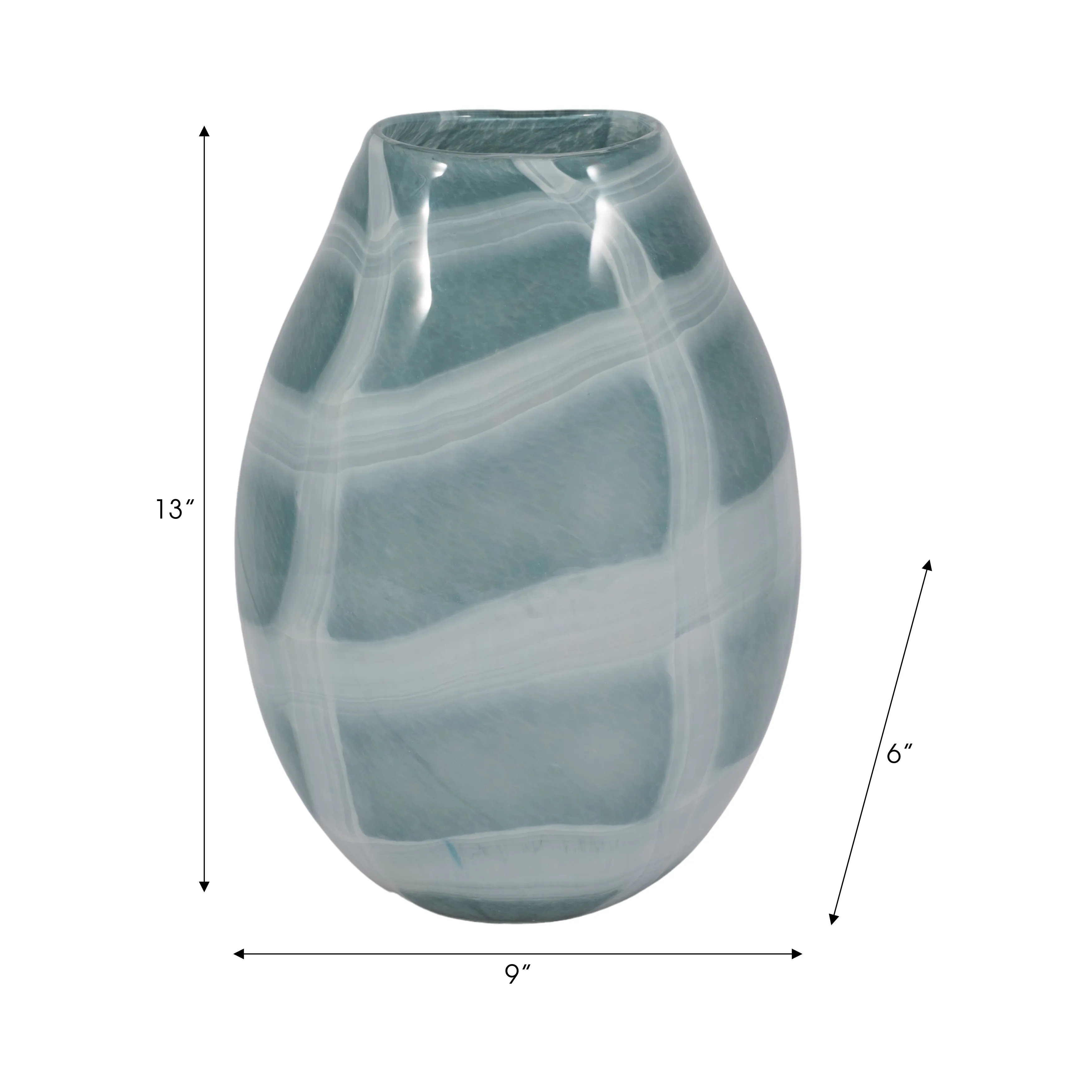 12" Slim Swirled Vase, Blue/white