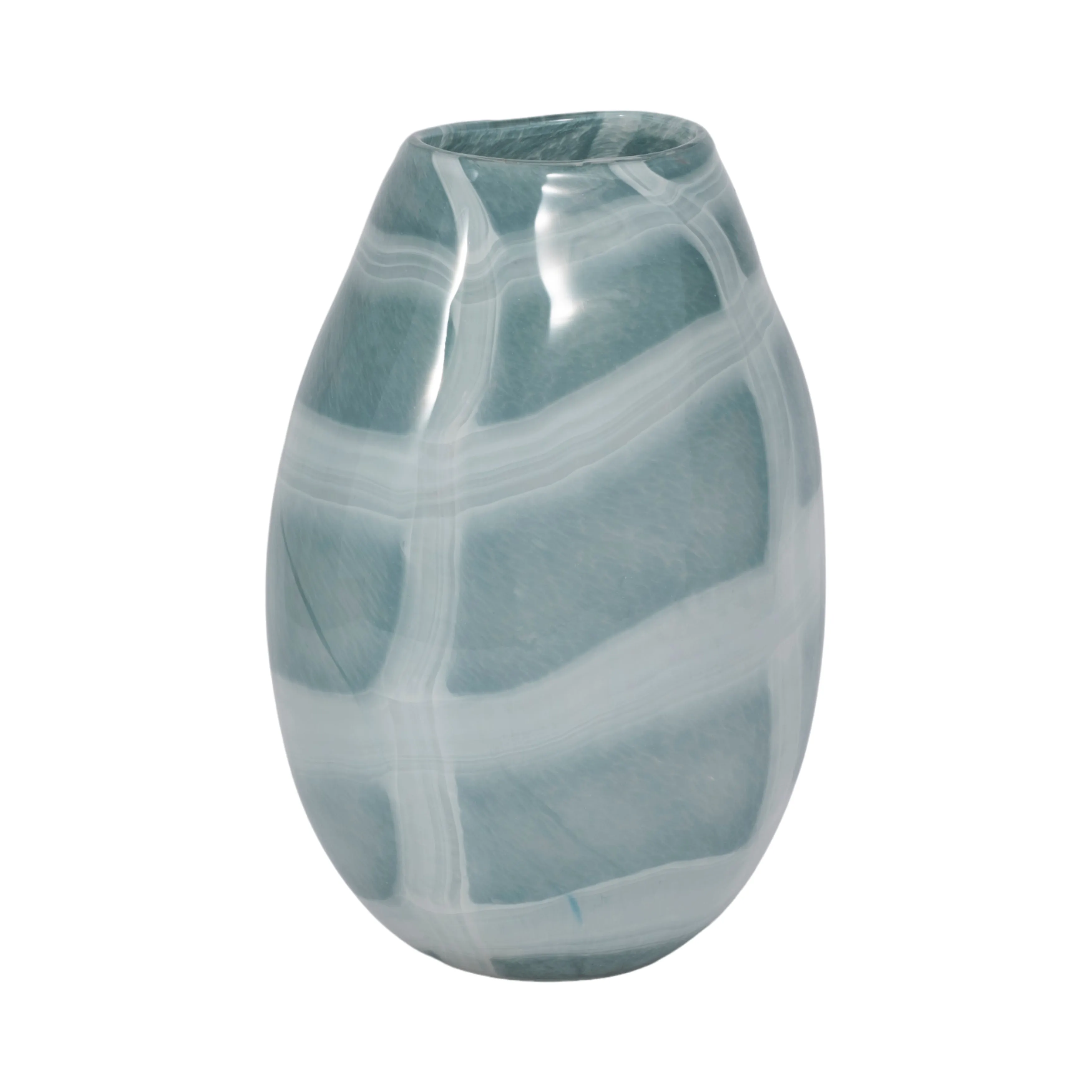 12" Slim Swirled Vase, Blue/white