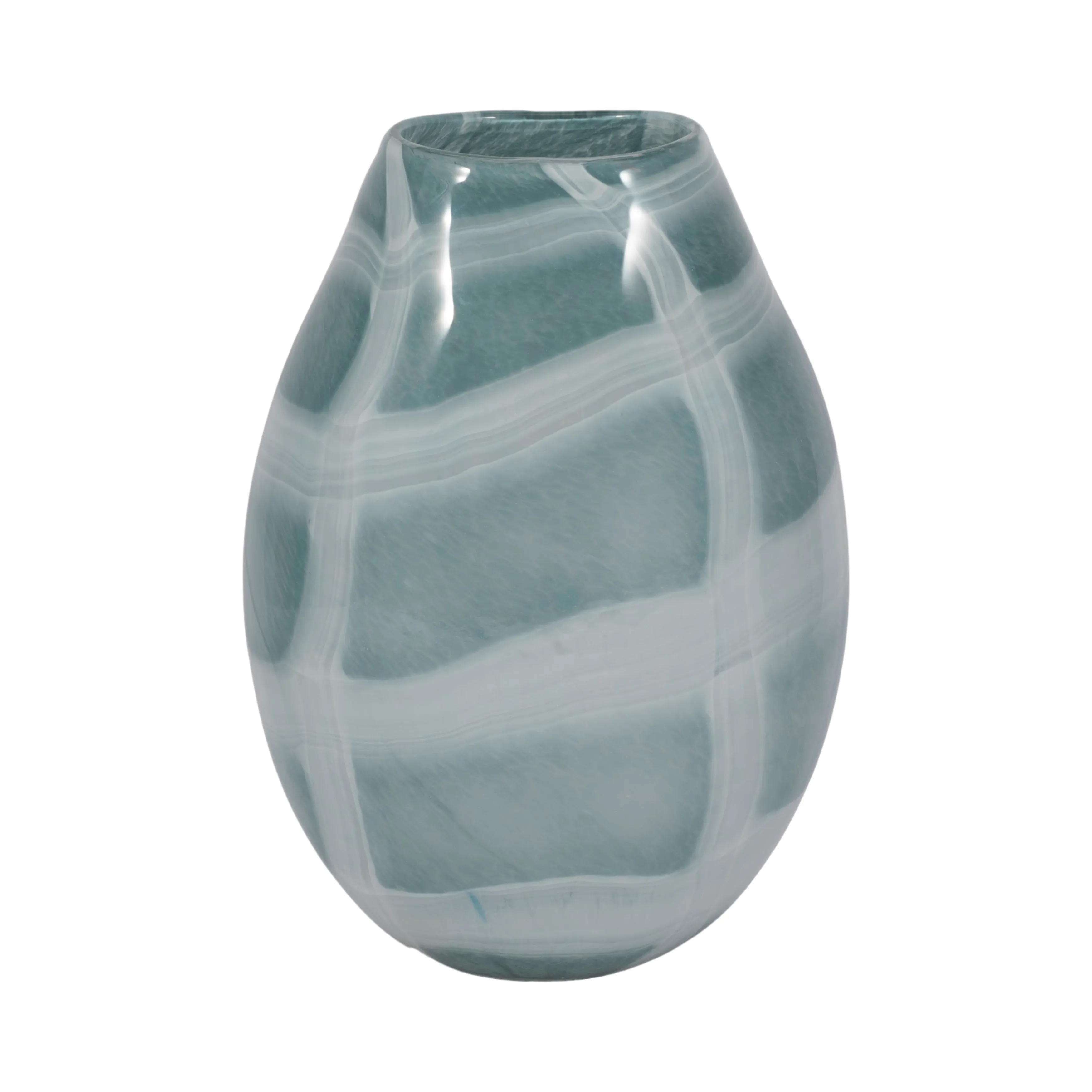 12" Slim Swirled Vase, Blue/white