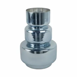 12" Stacked Cylinder Glass Vase, Blue Silver