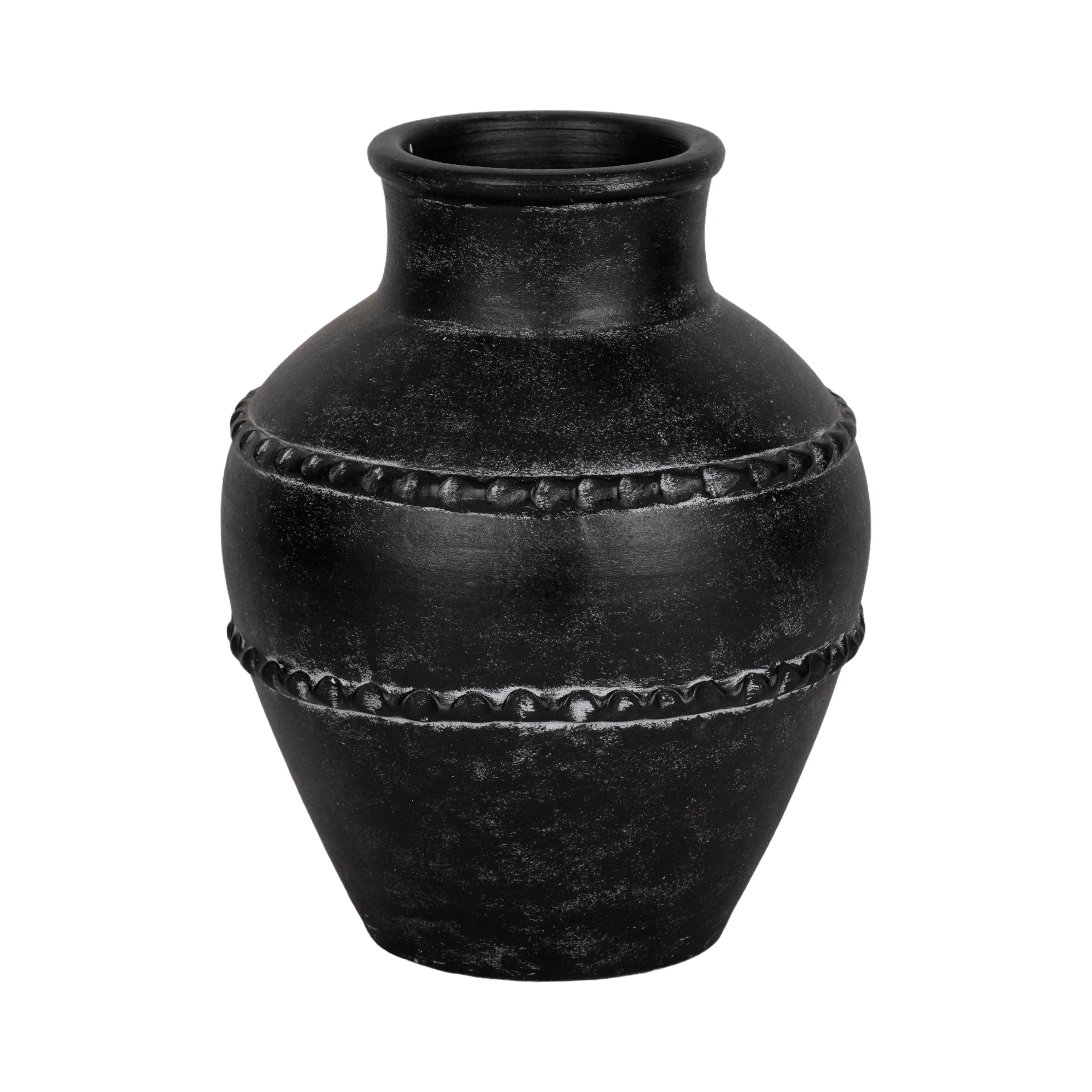 12" Traditional Terracotta Vase, Black