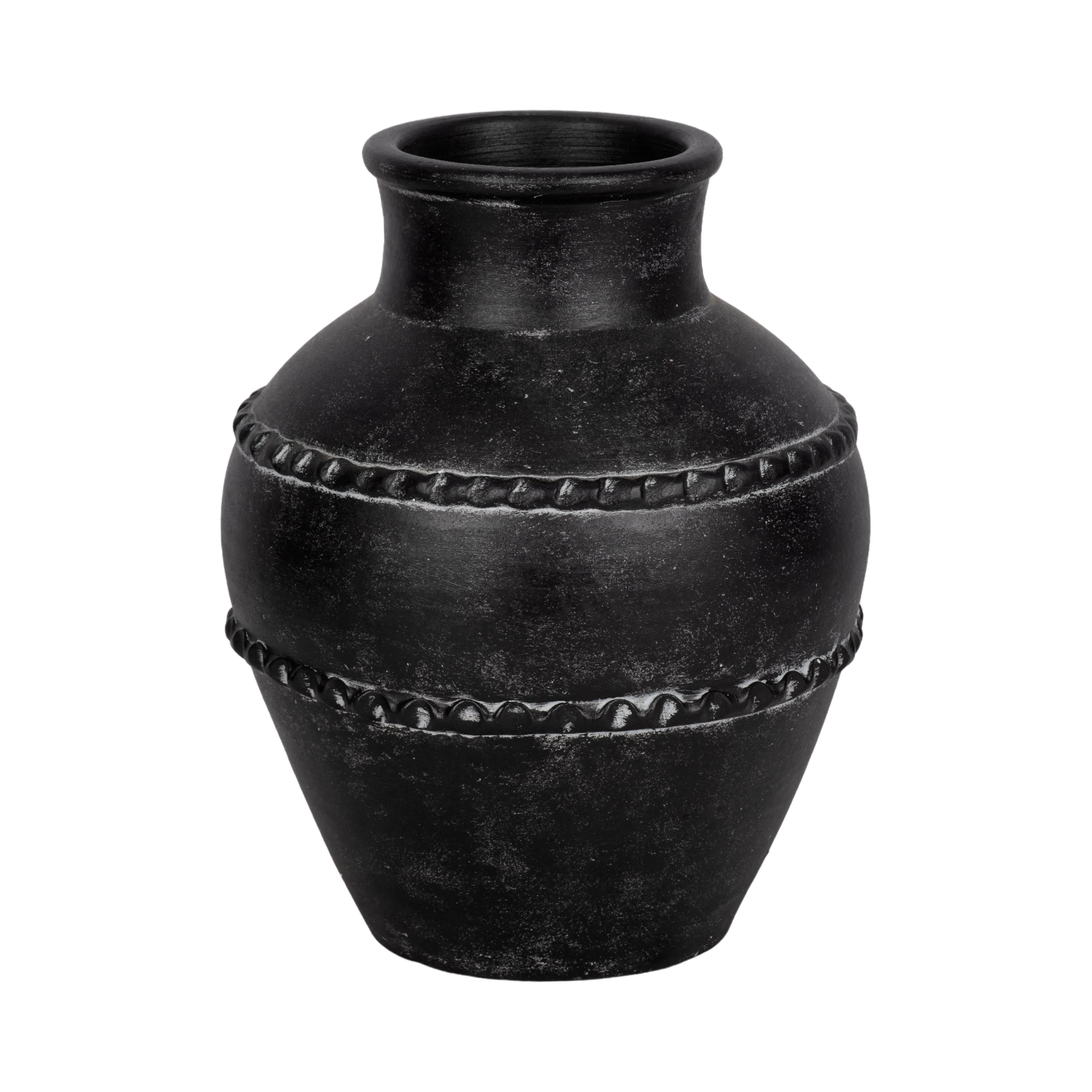 12" Traditional Terracotta Vase, Black