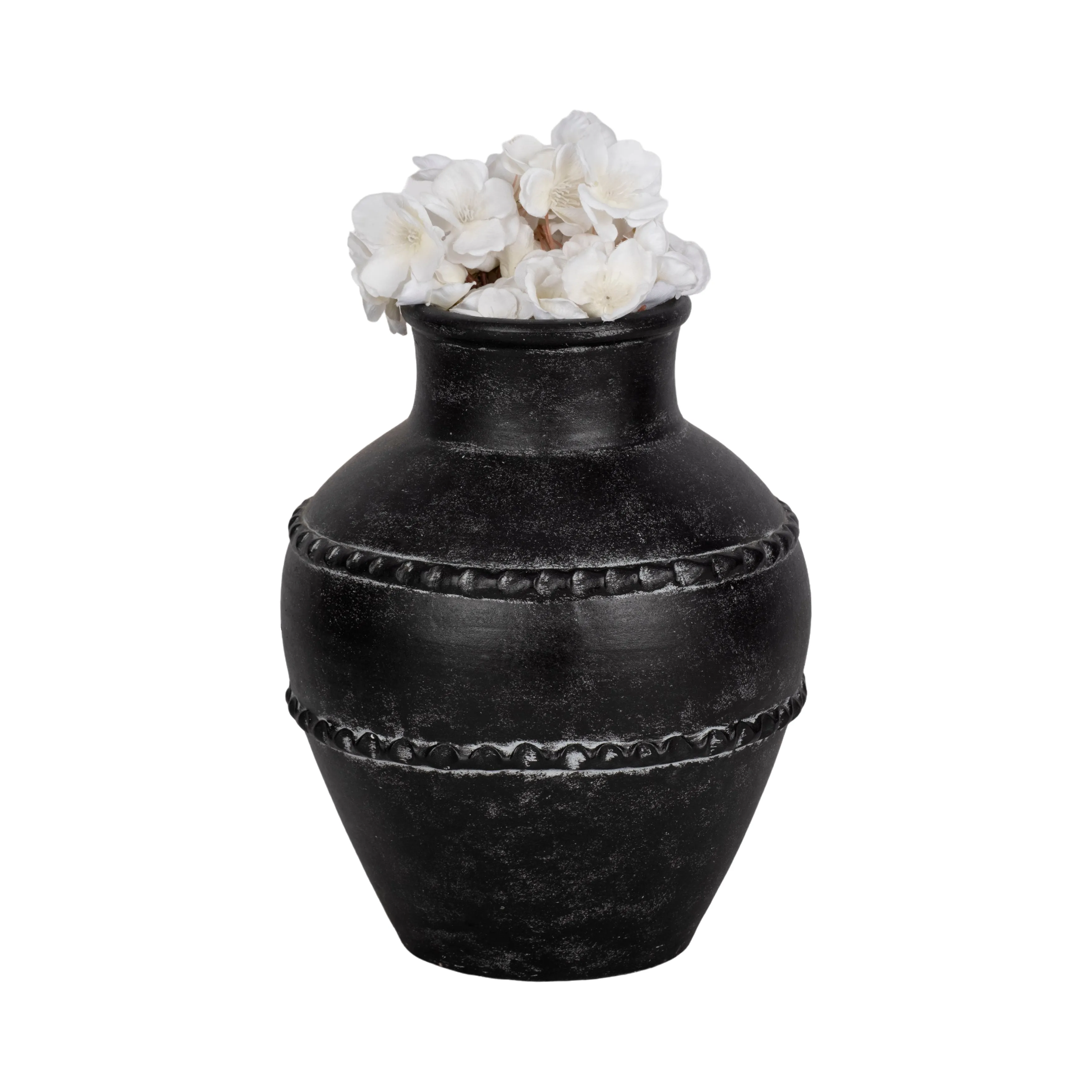 12" Traditional Terracotta Vase, Black
