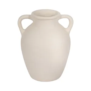 12" Vase With Handles, Paper Mache, Ivory