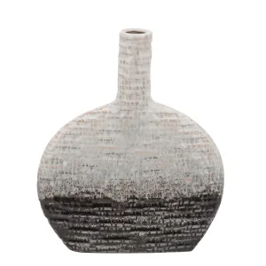 12"H TEXTURED OVAL 2-TONE VASE, BEIGE