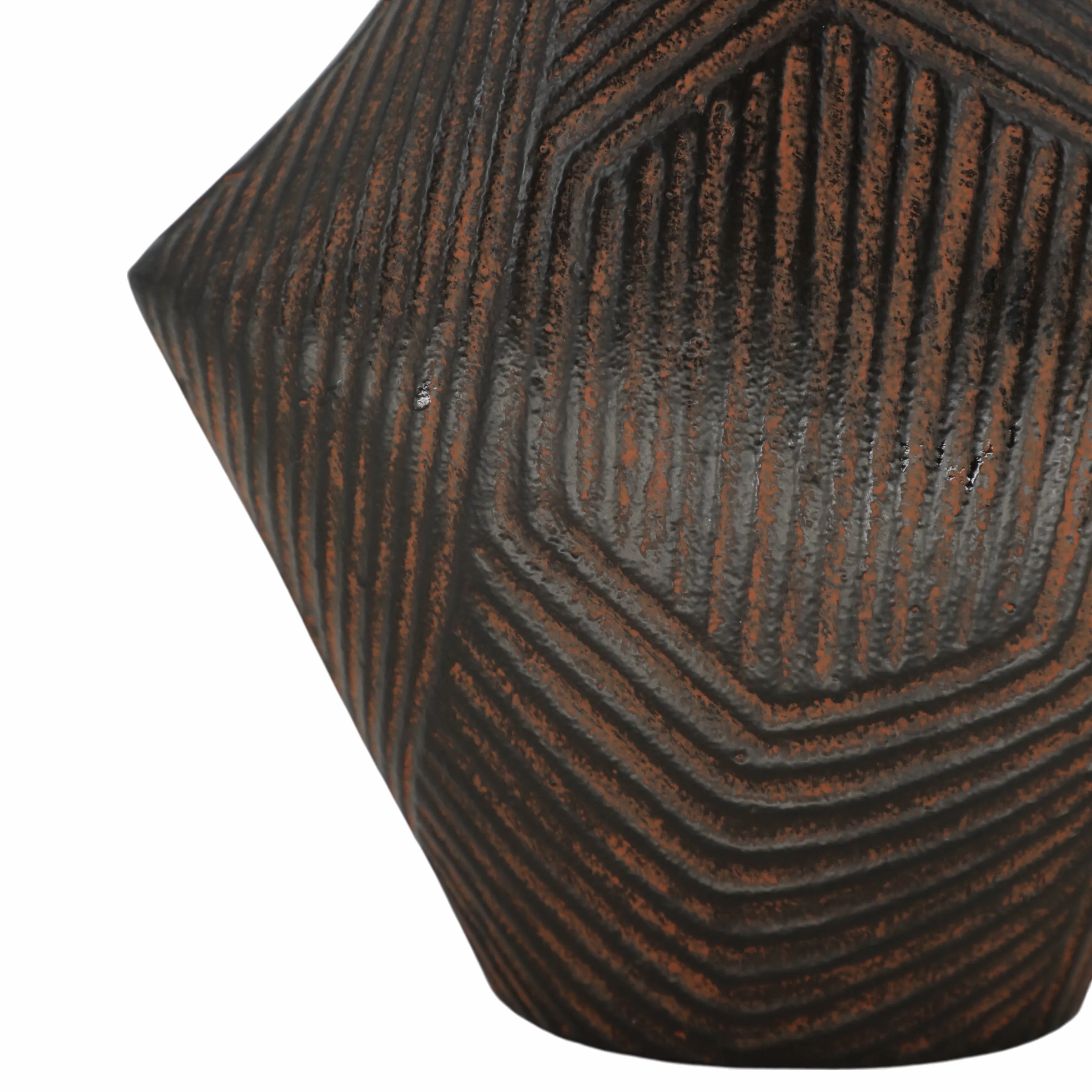 12"kenai Large Wood And Metal Vase