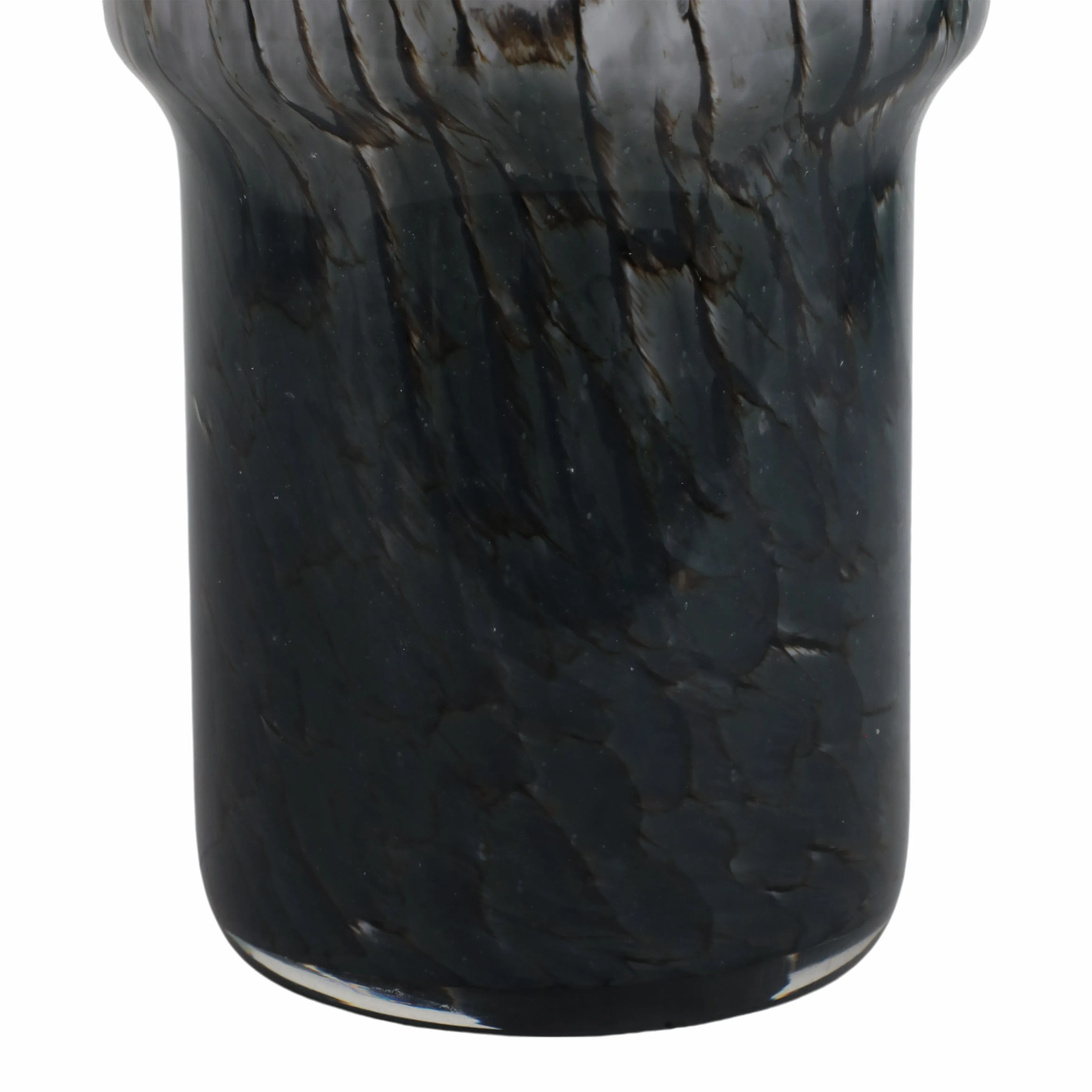 12x6" Abstract Glass Vase With Veining, White/blac