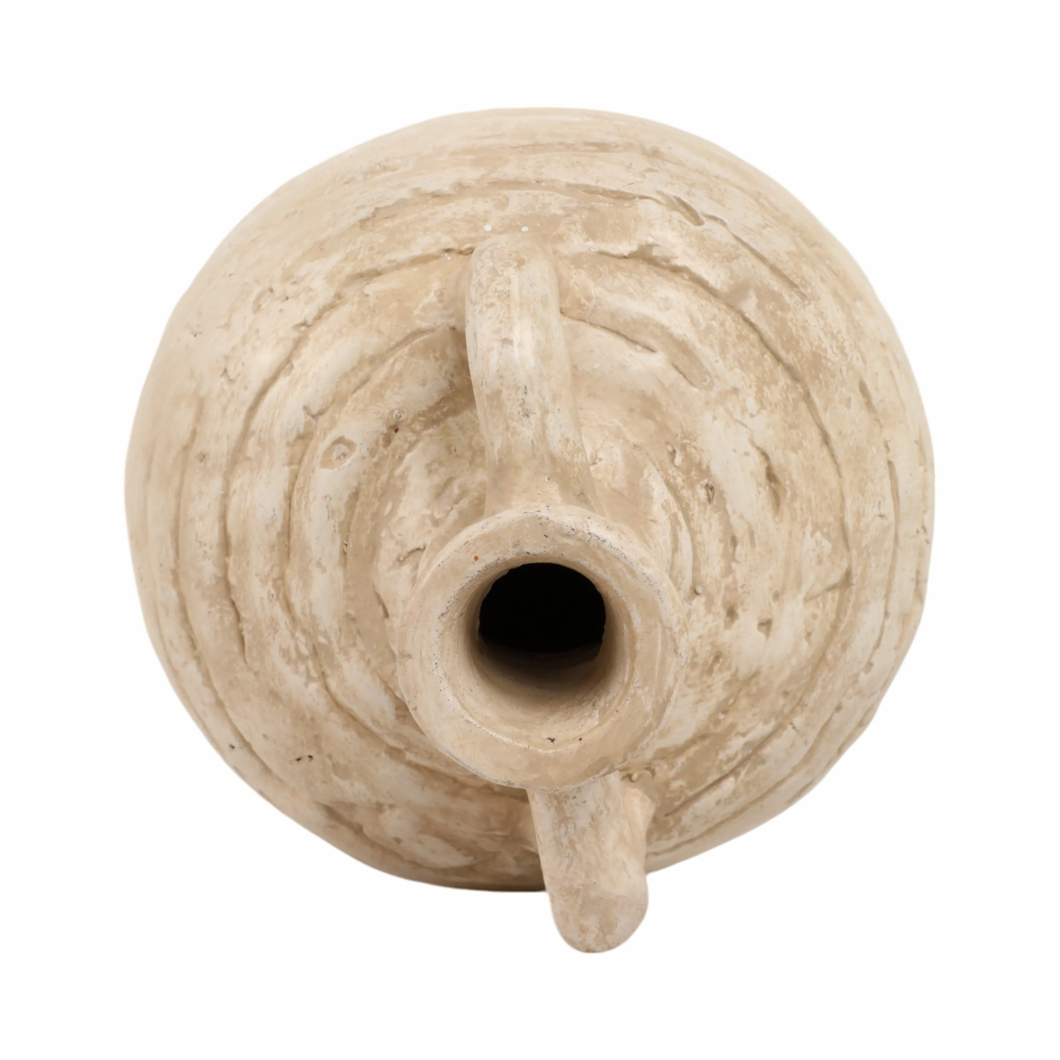 13" Bulbous Terracotta Eared Vase, Ivory