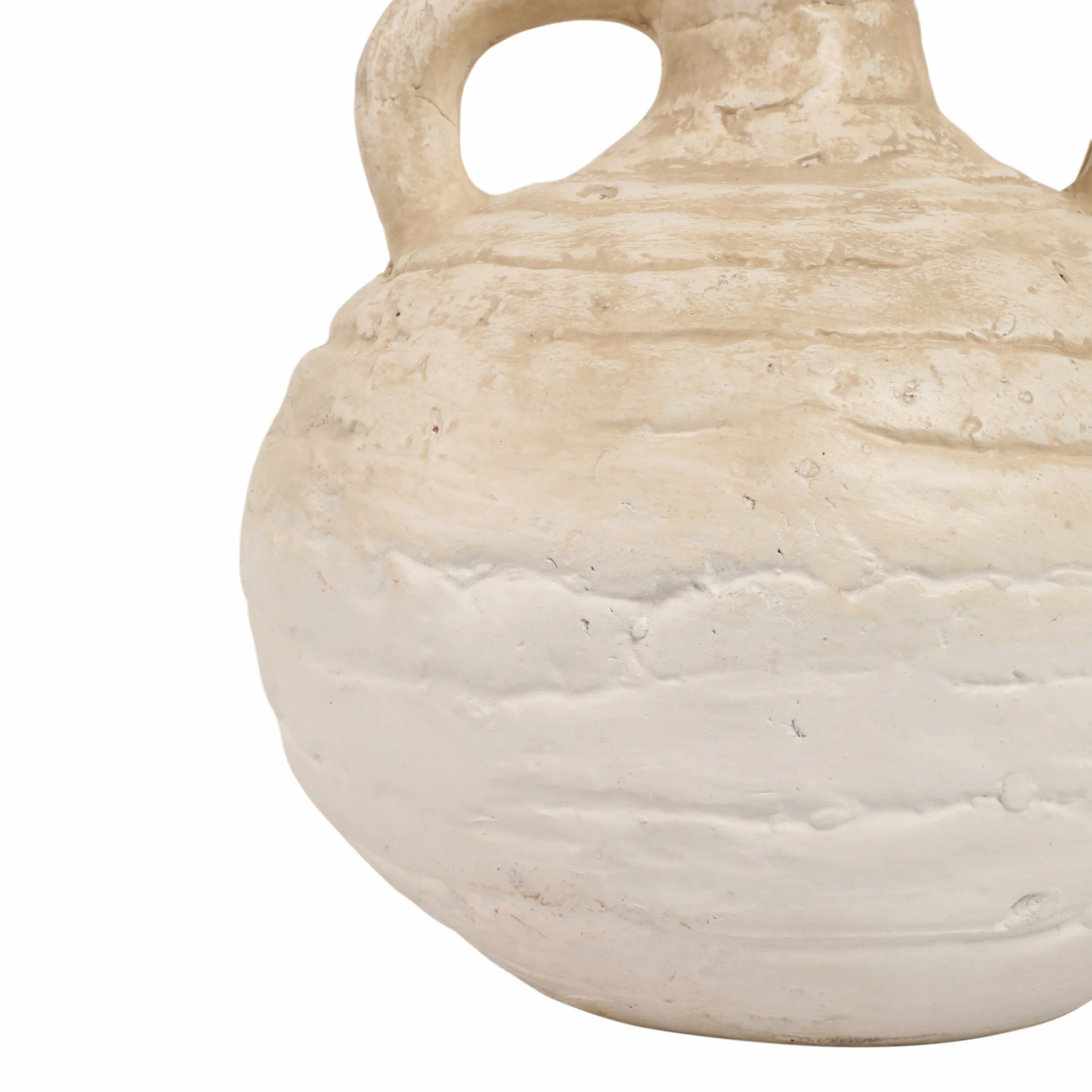 13" Bulbous Terracotta Eared Vase, Ivory
